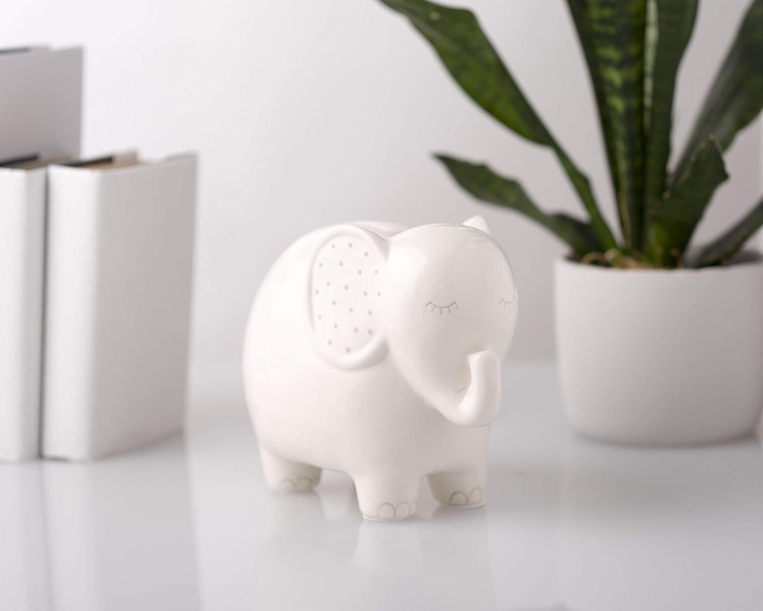Pearhead Ceramic Elephant Bank - White