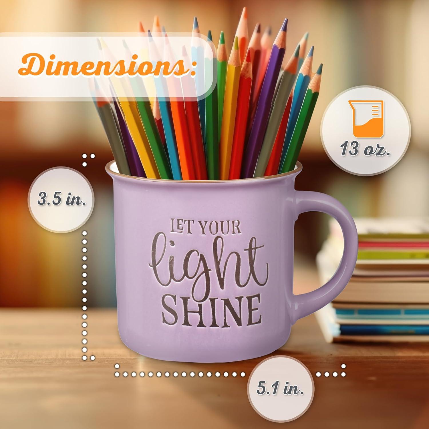 Let Your Light Shine Lavender Camp Style Coffee Mug, Ceramic, 13oz