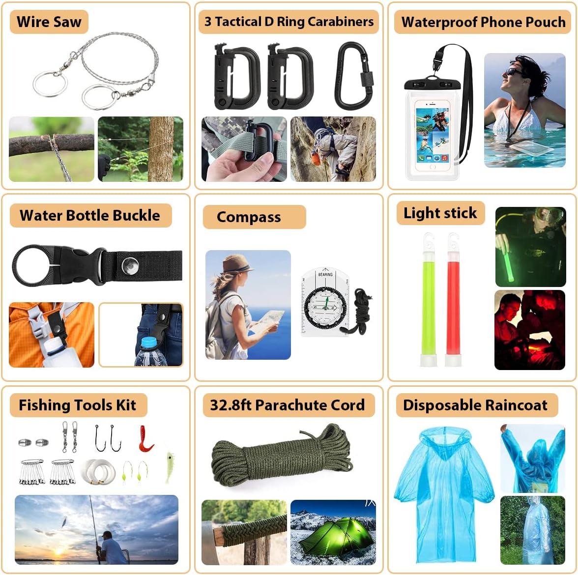 Arlmont & Co. Survival Kit, 250 Piece Survival Gear First Aid Kit With Molle System Compatible Bag And Emergency Tent, Earthquake Emergency Kit, Outdoor Adventure, Hiking, Hunting, Gift For Men And Women