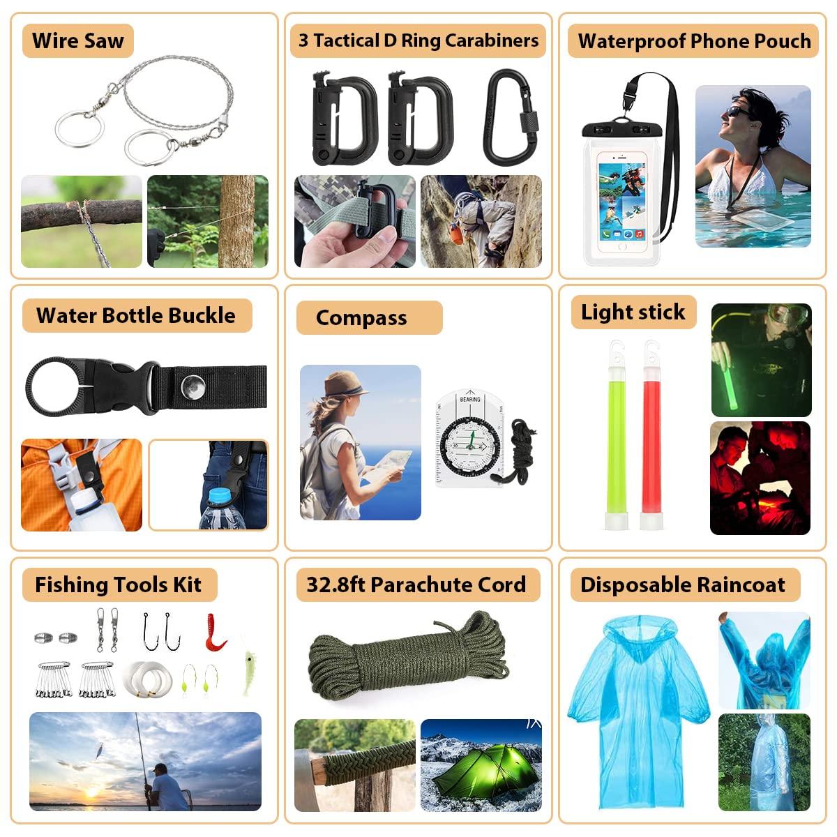 Arlmont & Co. Survival Kit, 250 Piece Survival Gear First Aid Kit With Molle System Compatible Bag And Emergency Tent, Earthquake Emergency Kit, Outdoor Adventure, Hiking, Hunting, Gift For Men And Women