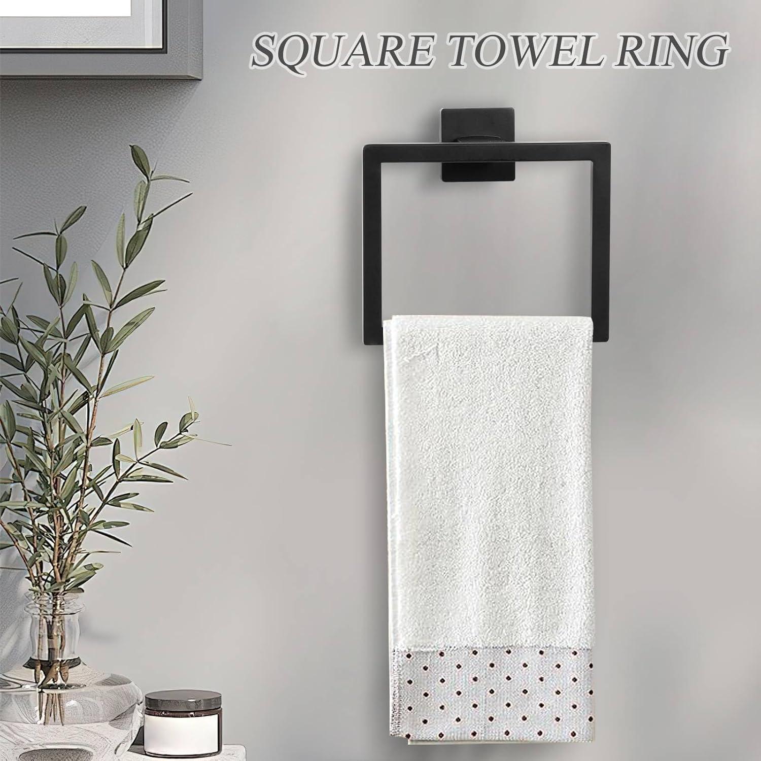 Matte Black Stainless Steel 5-Piece Bathroom Hardware Set