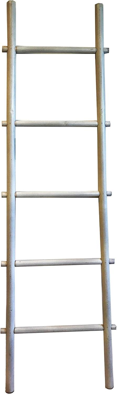 White Bamboo Ladder Towel Rack with Optional Shelf