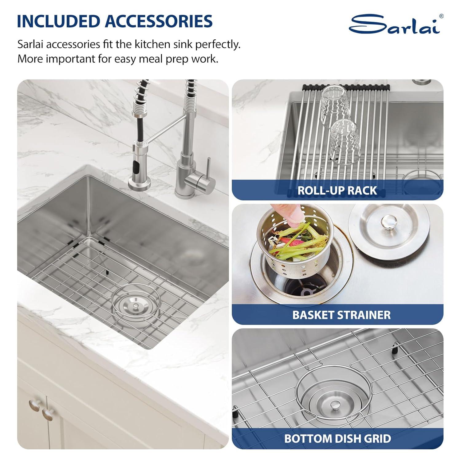 Sarlai 23 Bar Sink Stainless Steel - 23" x 18" Undermount Kitchen Sink Single Bowl 16 Gauge Stainless Steel RV Camper Wet Bar Prep Sink Basin
