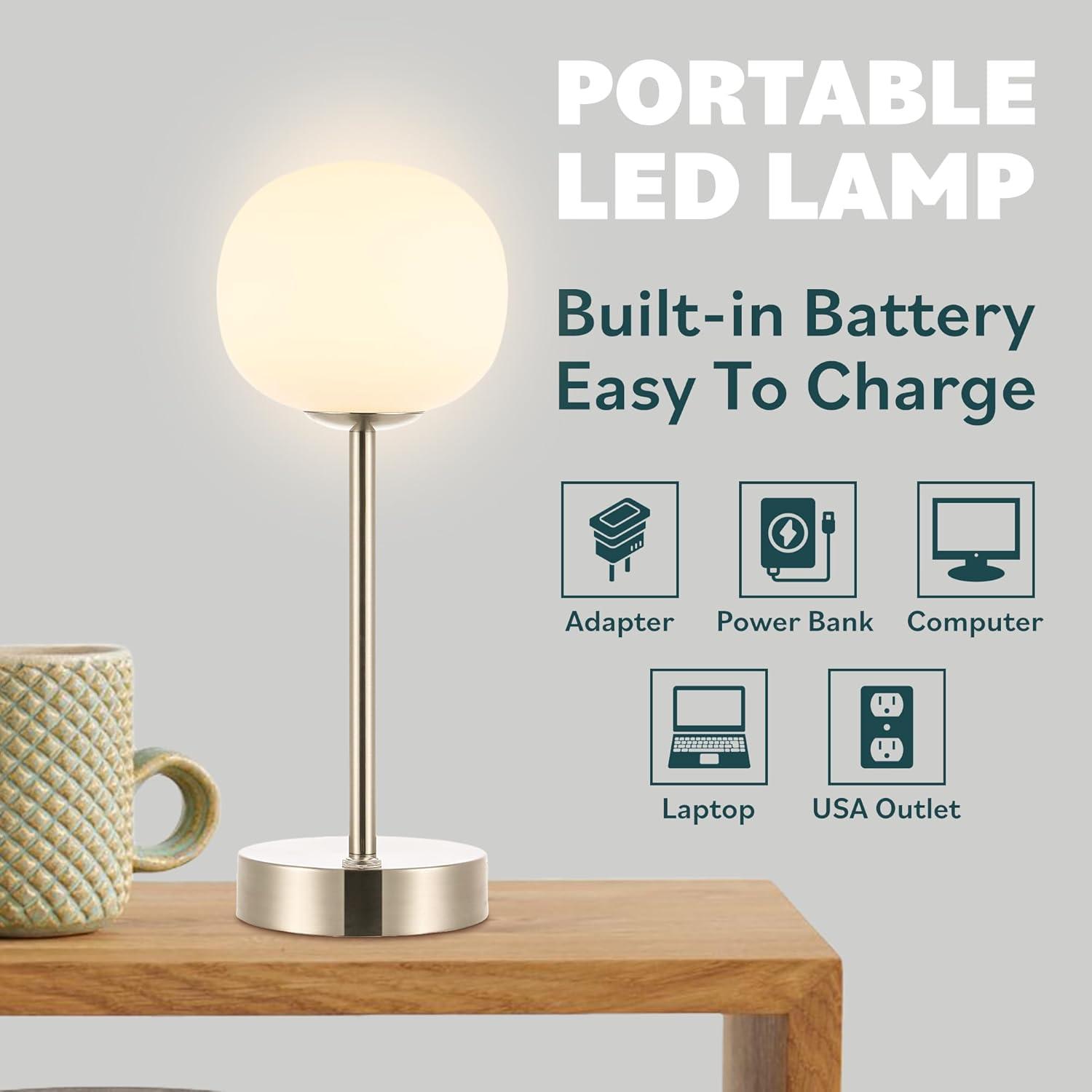 JONATHAN Y Natalia Modern Farmhouse Iron Rechargeable Integrated Portable LED Table Lamp