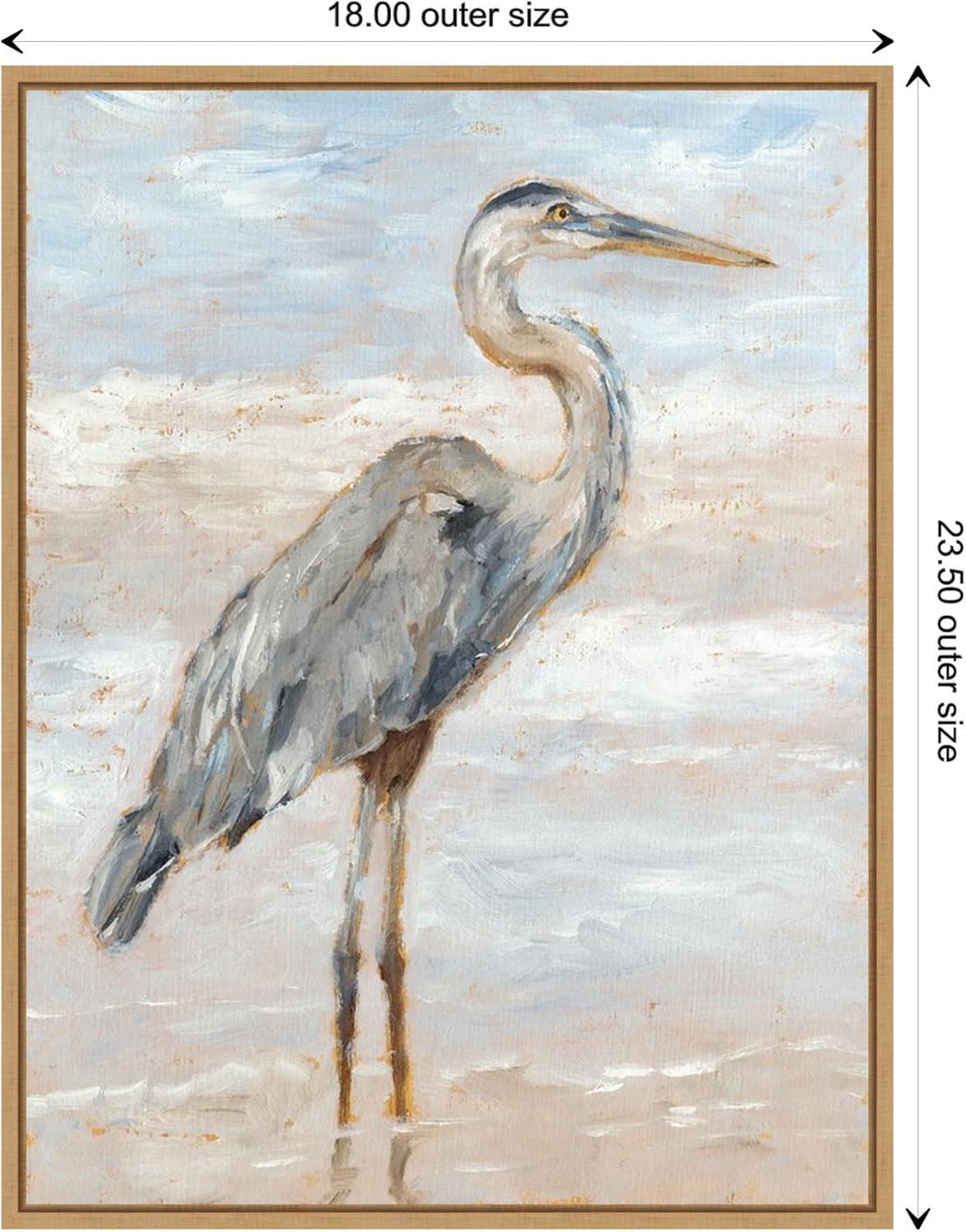 Amanti Art Beach Heron I by Ethan Harper Framed Canvas Wall Art Print