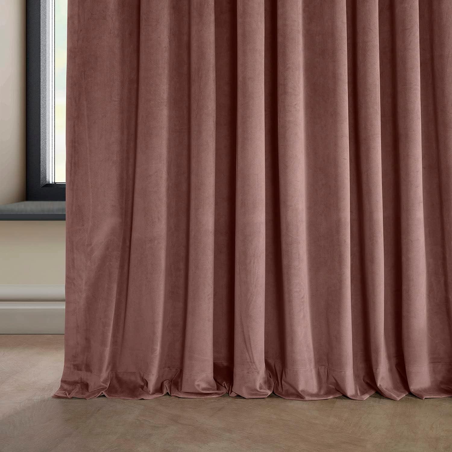 HPD Half Price Drapes Wild Rose Heritage Plush Velvet Room Darkening Curtains for Bedroom & Living Room Curtains (1 Panel), Window Curtains 84 inches long, Extra Wide Curtains & Drapes, 100W X 84L