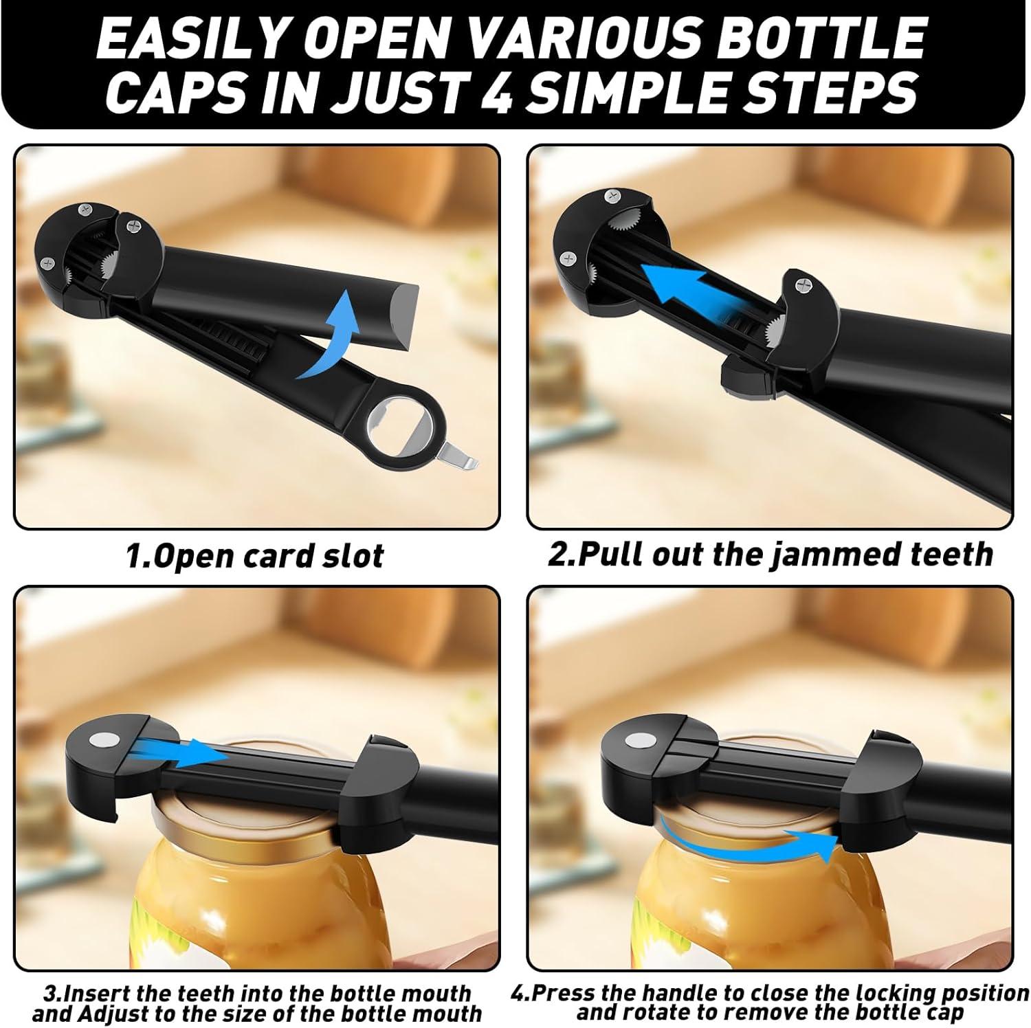 Jar Opener Retractable Bottle Opener Manual Can Opener Stainless Steel Lid Opener Multifunctional Bottle Opener