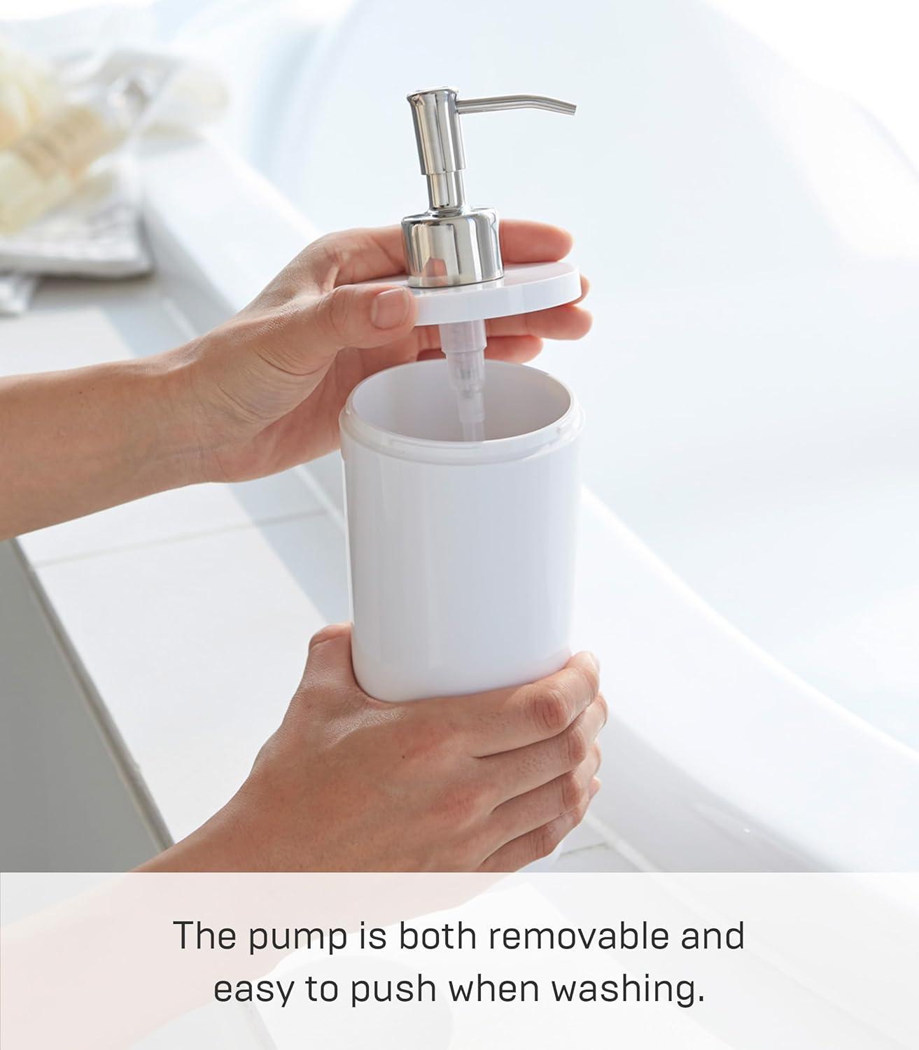 White ABS Plastic Round Conditioner Dispenser with Stainless Steel Pump