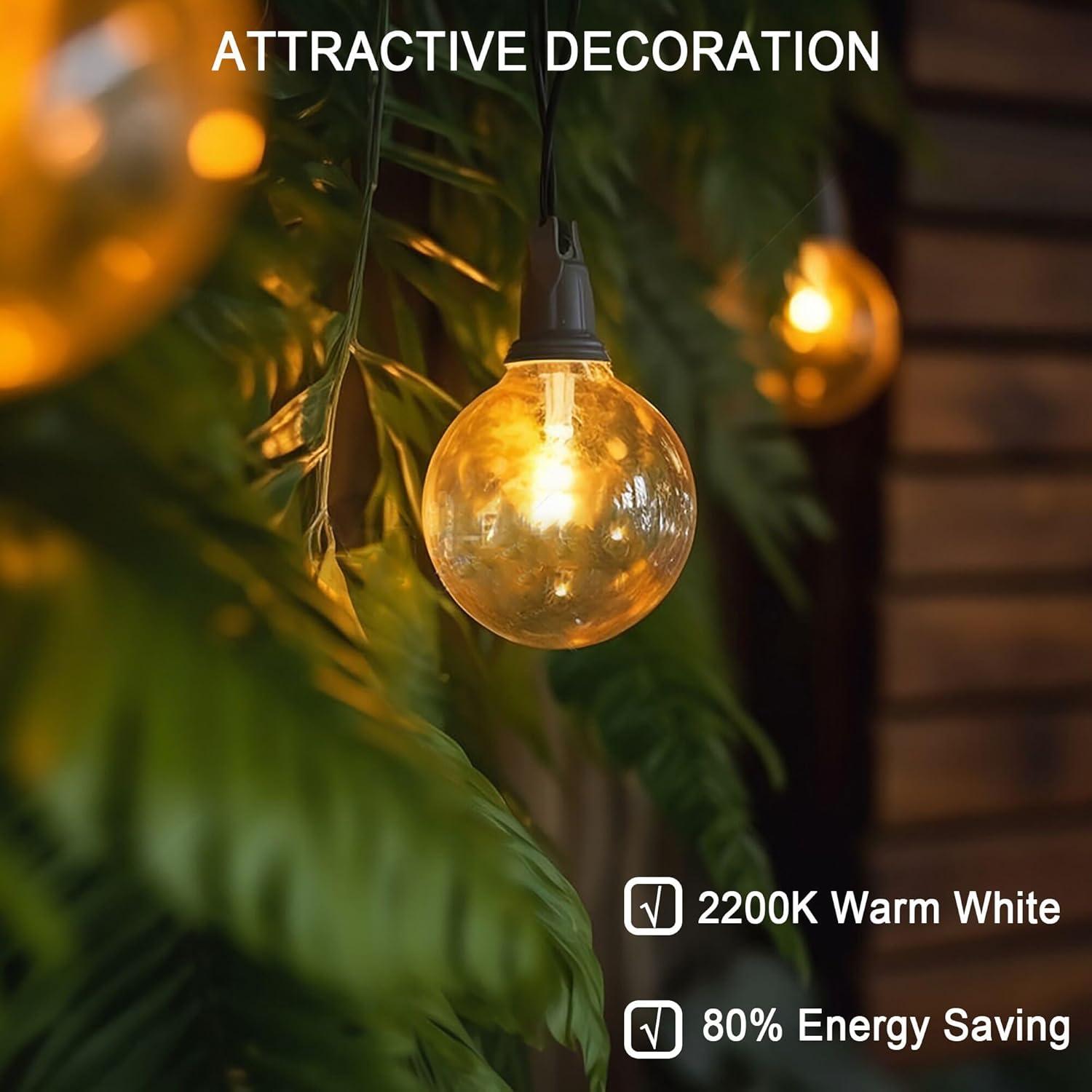 KY G40 Replacement LED Light Bulbs, 25 Pack Clear Globe Bulb fits E12 C7 Candelabra Screw Base Sockets, 1.5 Inch Dimmable Edison Light Bulbs for Indoor Outdoor Patio Decor, Warm White