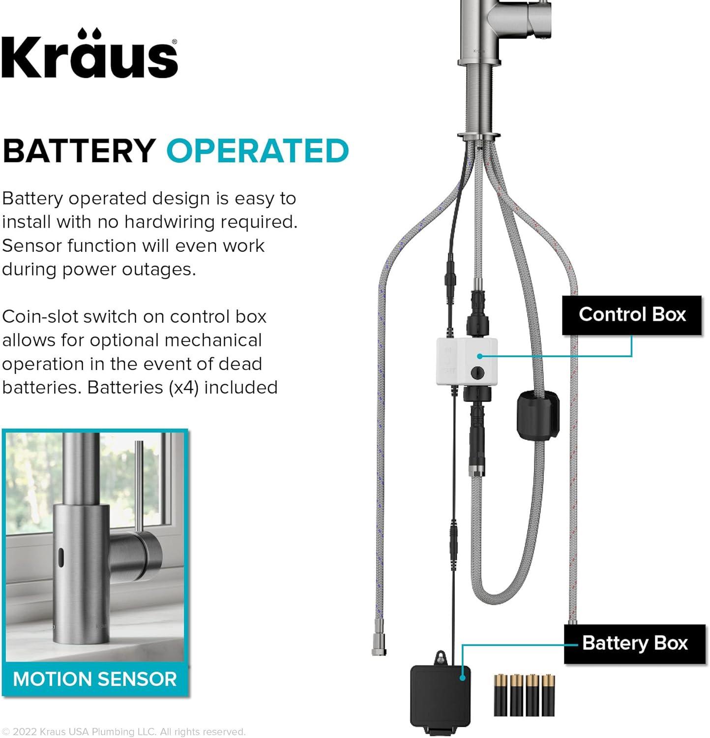 KRAUS Oletto Touchless Sensor Commercial Pull-Down Single Handle Kitchen Faucet with QuickDock Top Mount Assembly