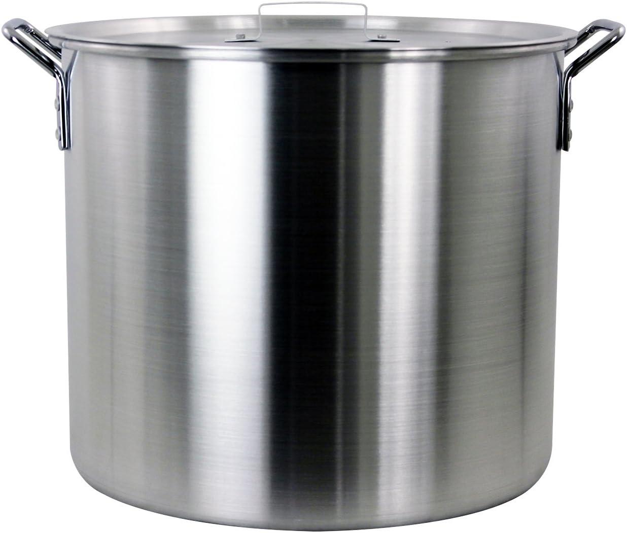 3pc 42qt Stock Aluminum Pot & Basket Silver: CHARD Outdoor Cooking, Boiling Seafood, 30qt Fryer-Compatible