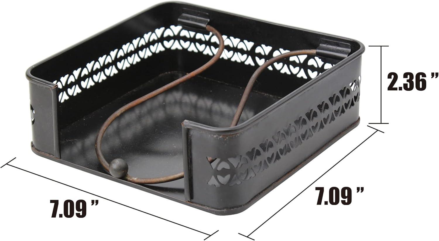 Stonebriar Galvanized Metal Decorative Napkin Holder,7"x7", Black