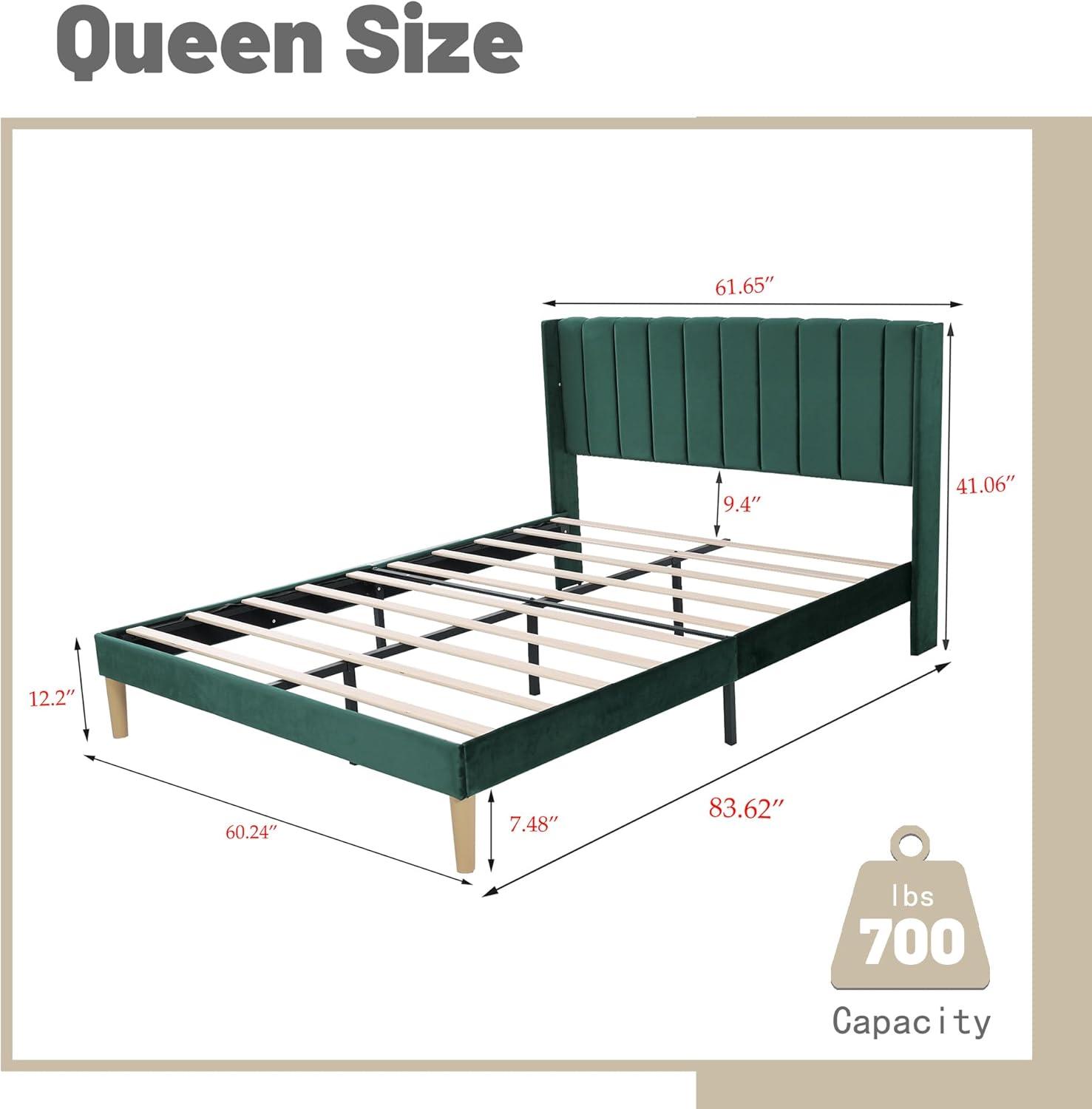 Wade Logan® Eriksay Low Profile Upholstered Platform Bed with Wingback Headboard
