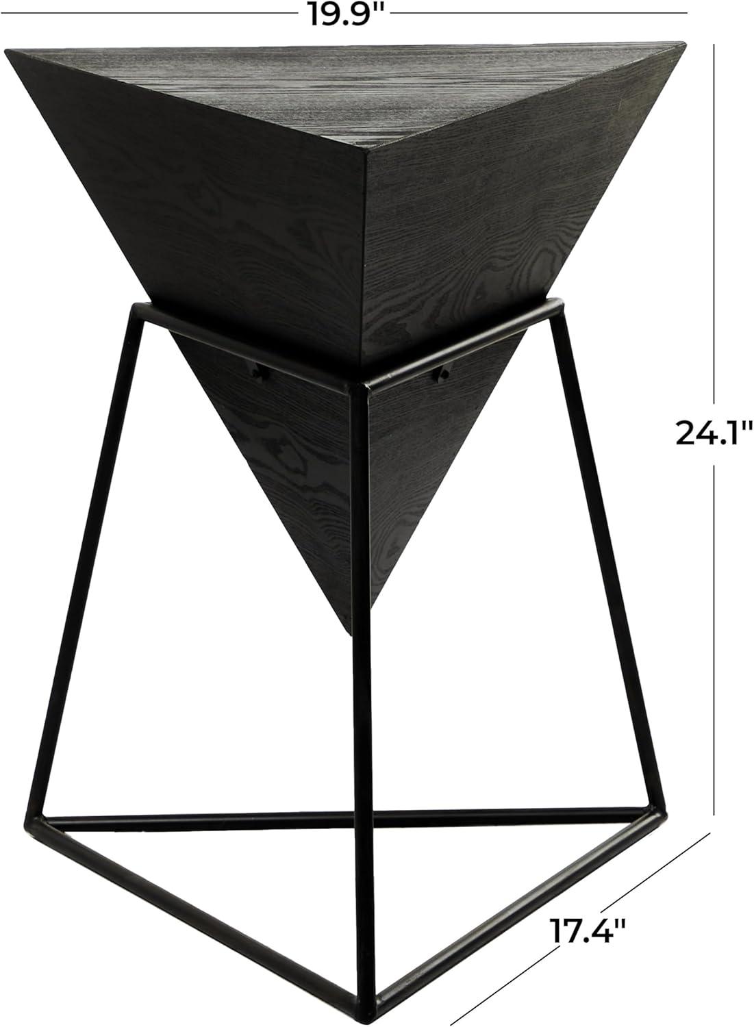 Modern Triangular Accent Table Gray - Olivia & May: Chic Side Table, Metal Frame, Wood Top, Easy to Clean