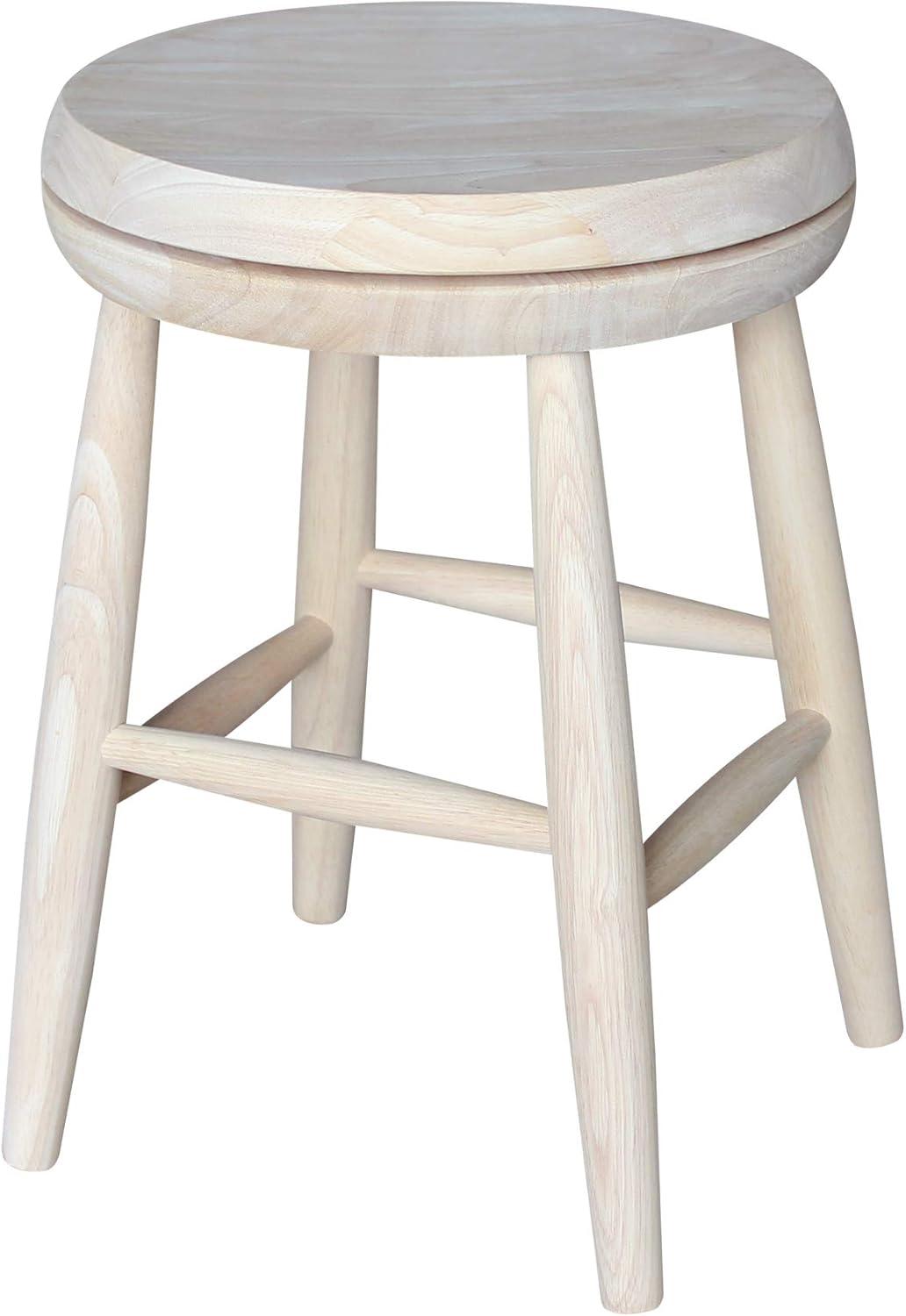 Jonathan Swivel Scooped Seat 18" Stool - Unfinished - International Concepts: Solid Wood, Round, No Assembly Required