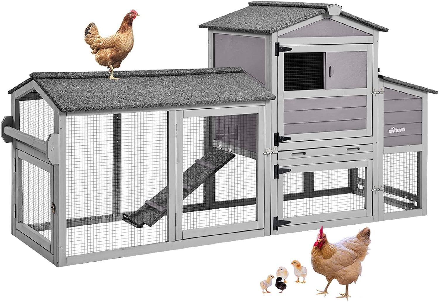 AIR72 Mobile Chicken Tractor Gray 80.7"L x 25.8"W x 44.1"H