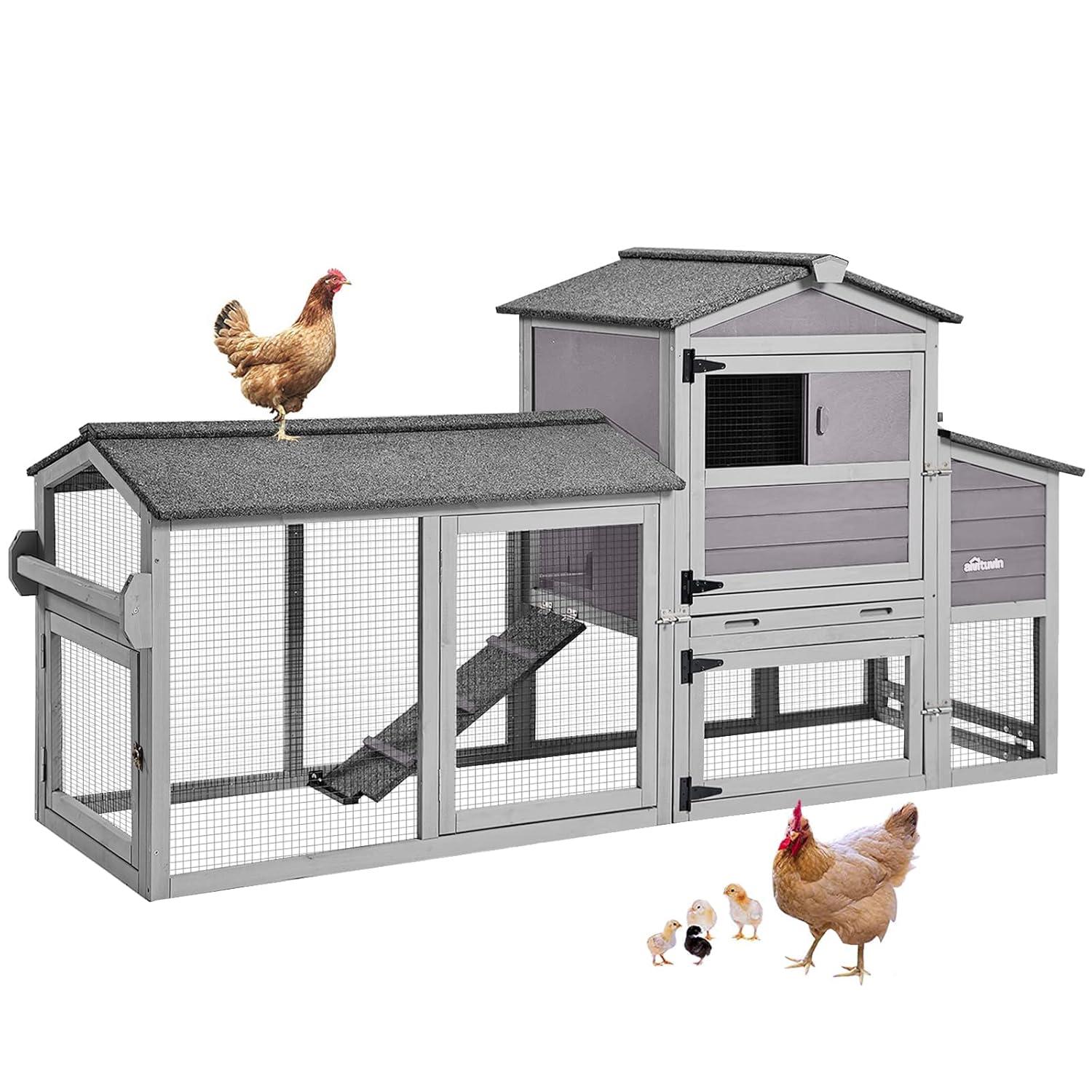AIR72 Mobile Chicken Tractor Gray 80.7"L x 25.8"W x 44.1"H