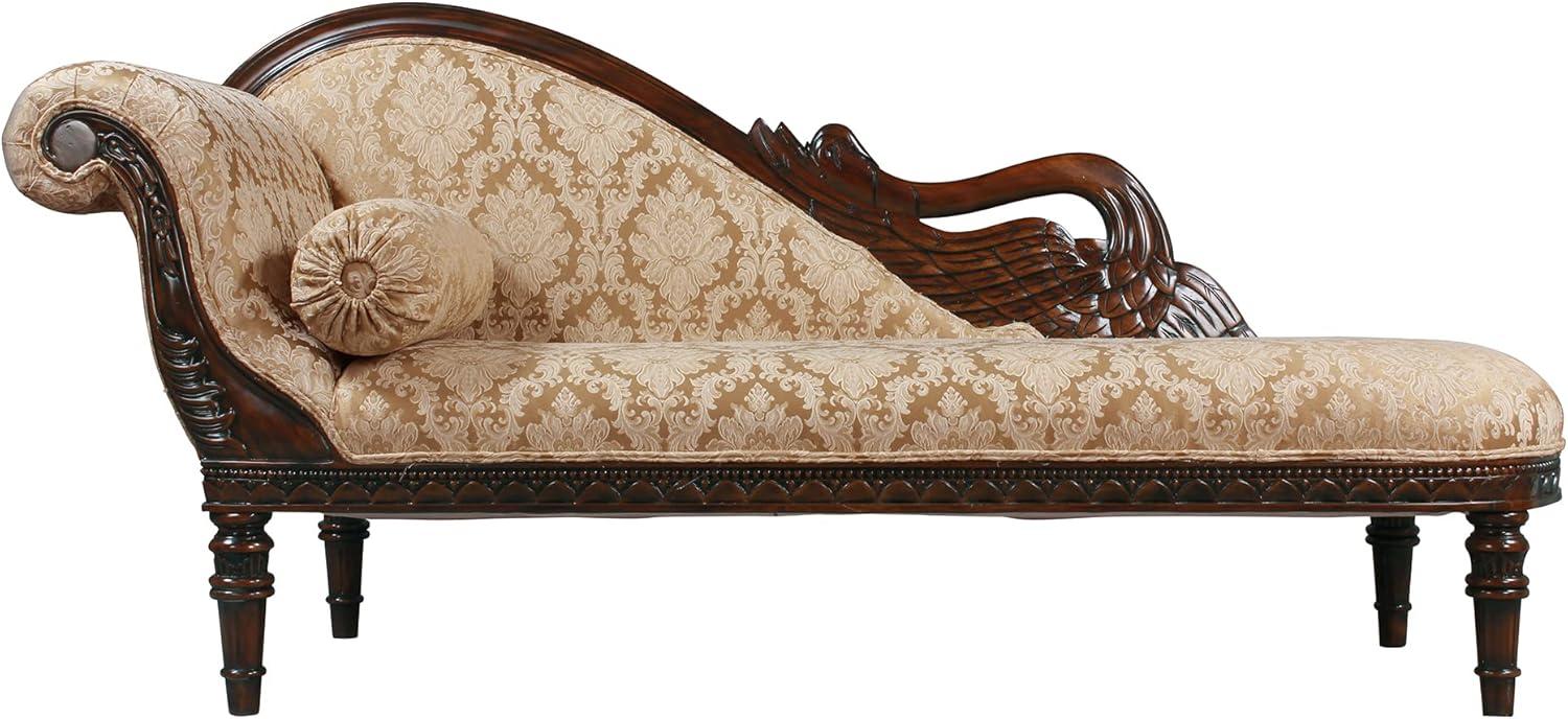 Victorian Swan Motif Hand-Carved Mahogany Fainting Couch