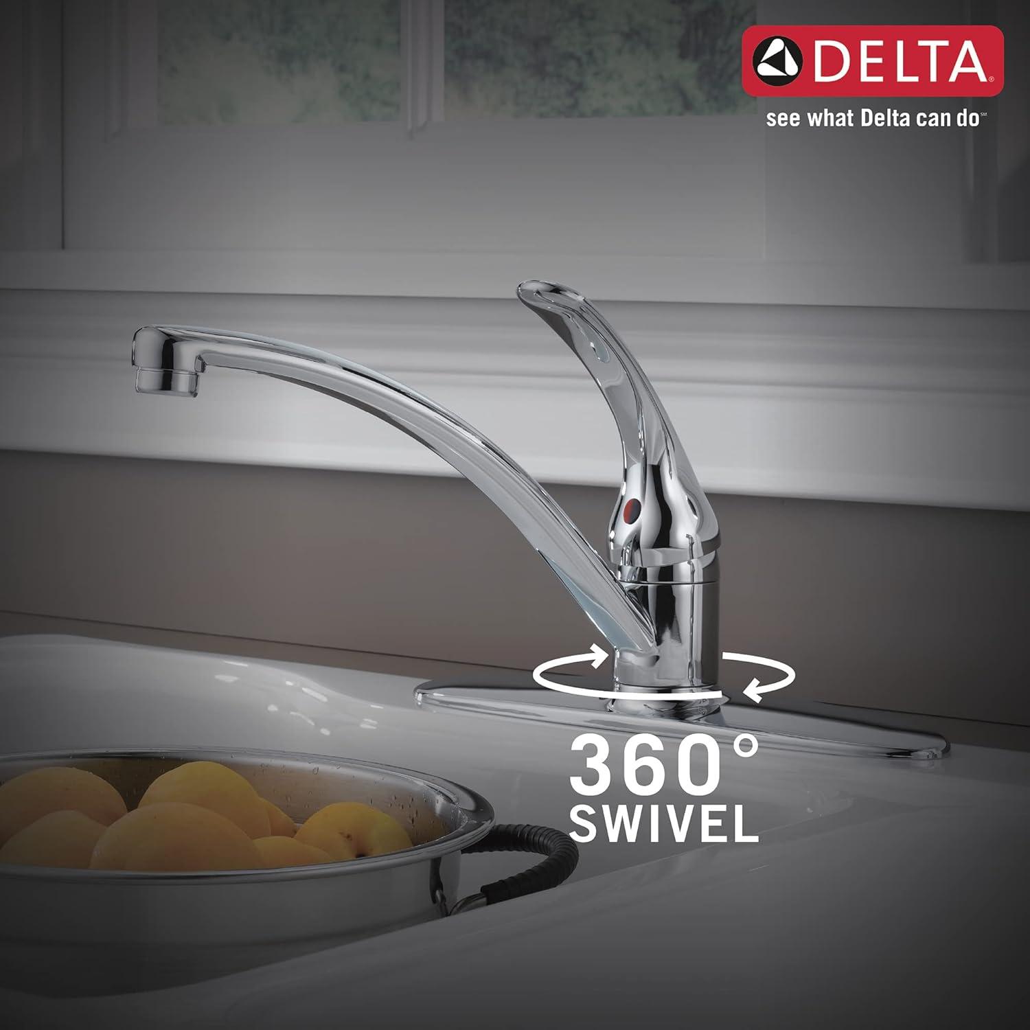 Foundations Single-Handle Kitchen Sink Faucet with Side Sprayer, 4-Hole Kitchen Faucet