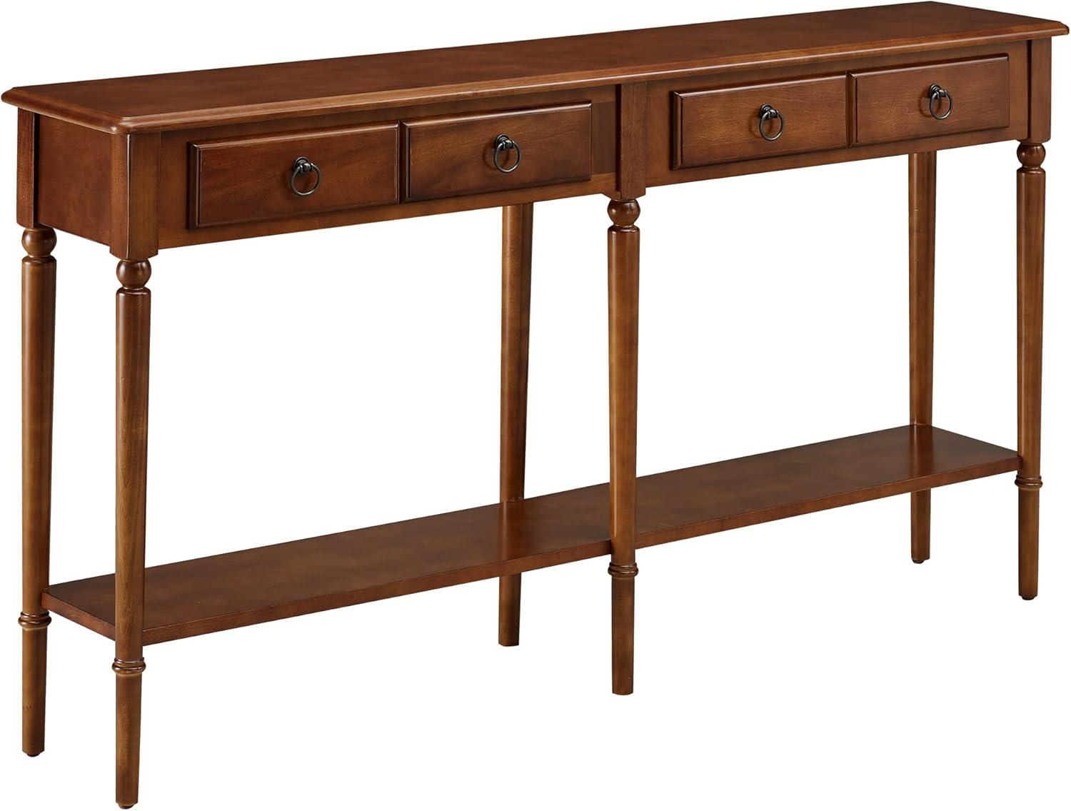 Leick Home 20028-PC Two Drawer Pecan Coastal Hall Console/Sofa Table with Shelf, Pecan