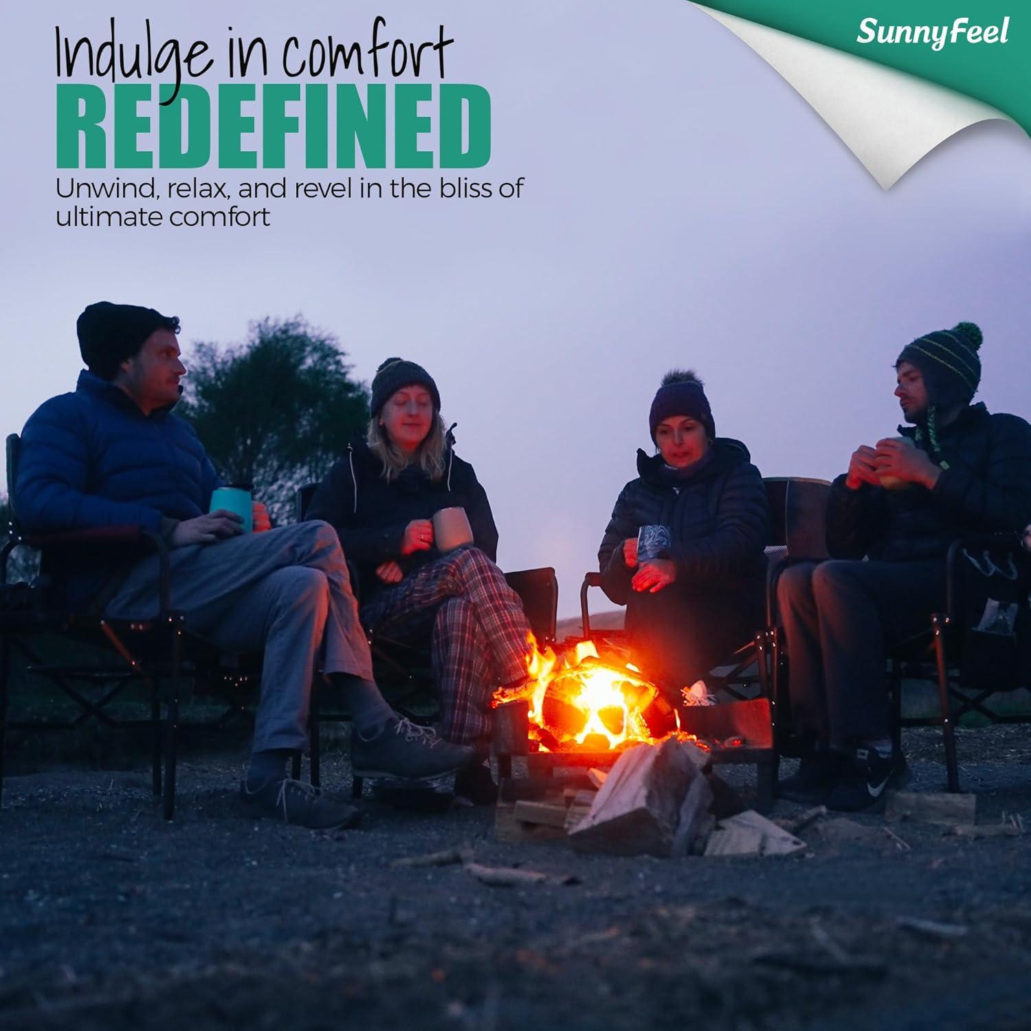 SUNNYFEEL Camping Directors Chair, Heavy Duty,Oversized Portable Folding Chair with Side Table, Pocket for Beach, Fishing,Trip,Picnic,Lawn,Concert Outdoor Foldable Camp Chairs