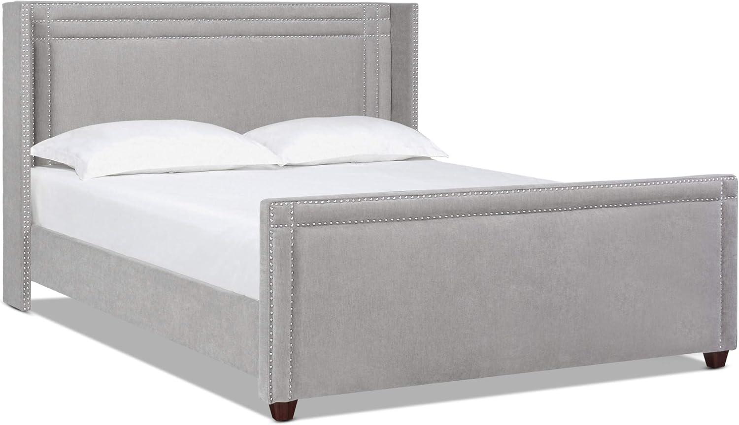 Elle Wingback Upholstered King Bed Silver Grey