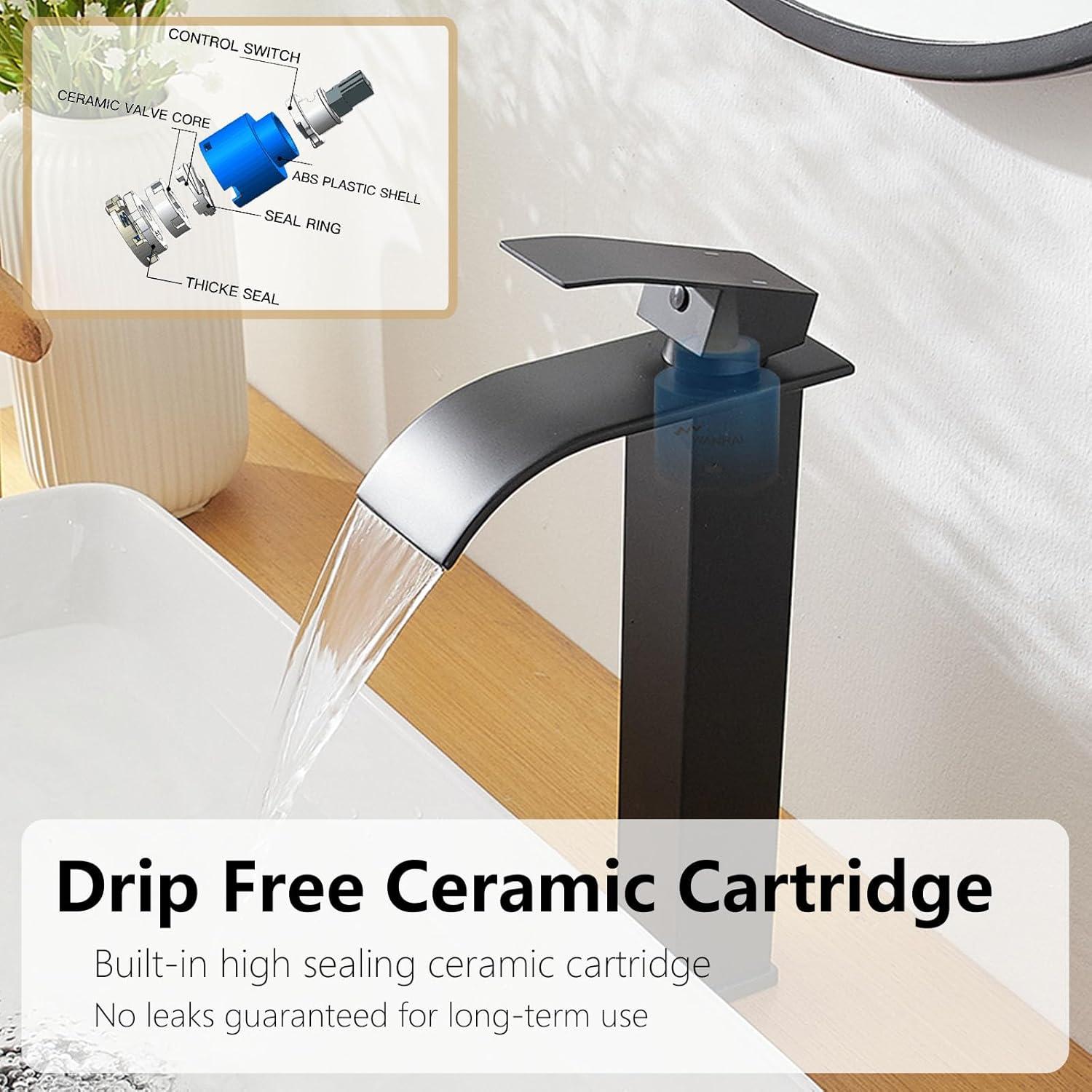 Matte Black Stainless Steel Single Handle Vessel Sink Faucet