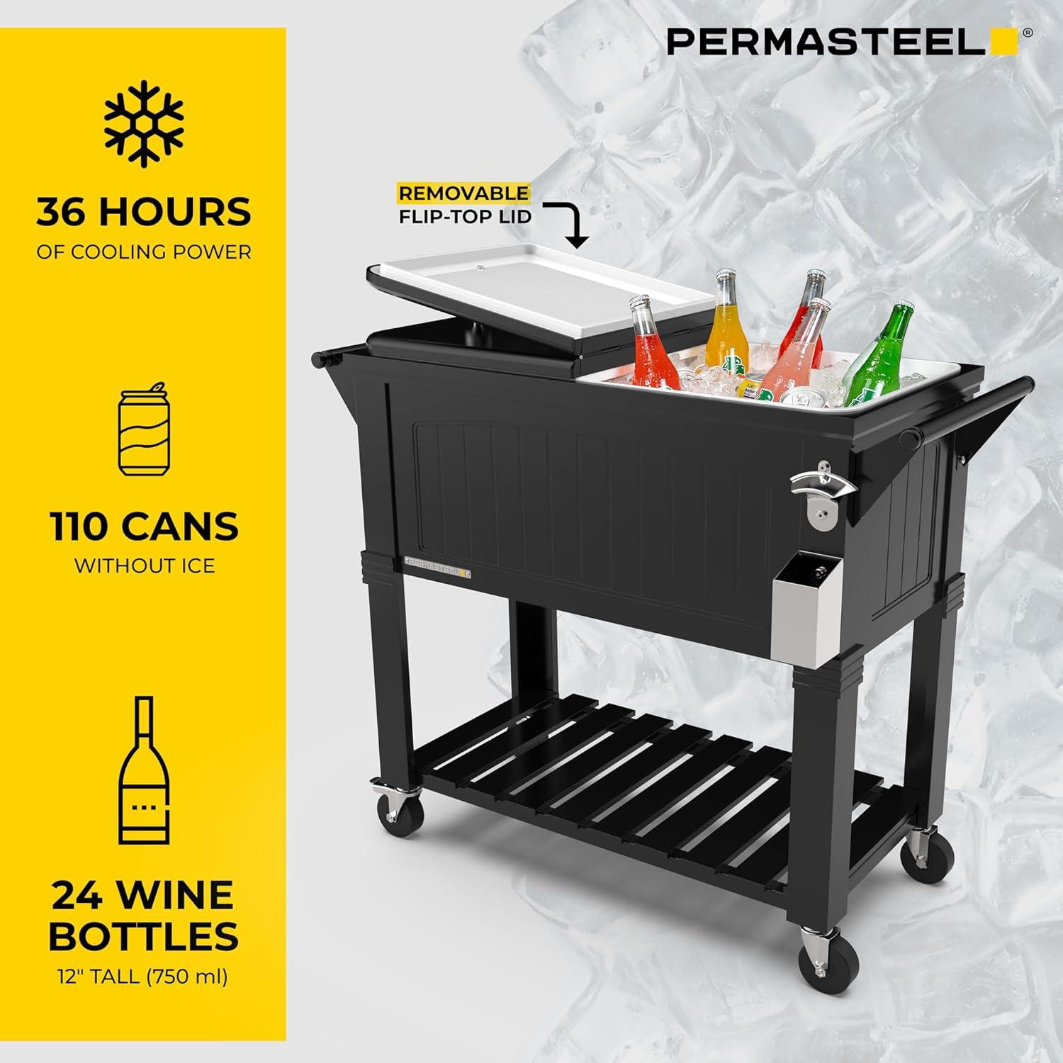 Permasteel Permasteel 80 Qt. Furniture Style Rolling Patio Cooler