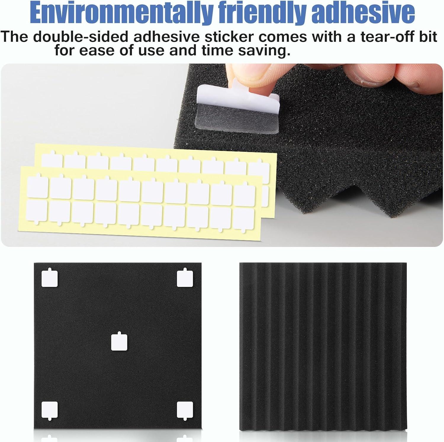 52-Pack Black Acoustic Foam Panels with Adhesive Tape