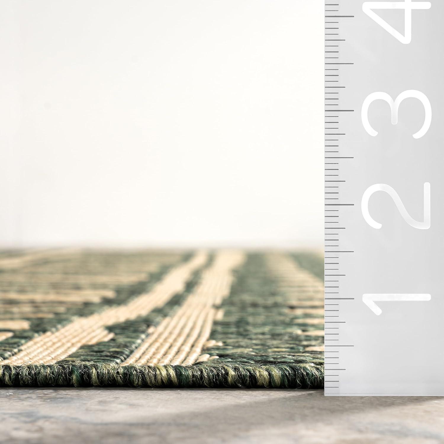 6'7"x9' Abbey Geometric Striped Indoor and Outdoor Area Rug Beige - nuLOOM: Low Pile, Machine Made, Polypropylene