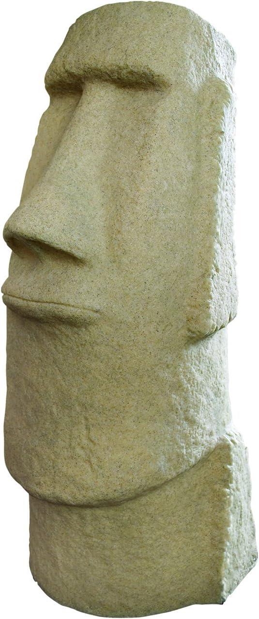 28" Textured Sandstone Resin Easter Island Head Garden Statue