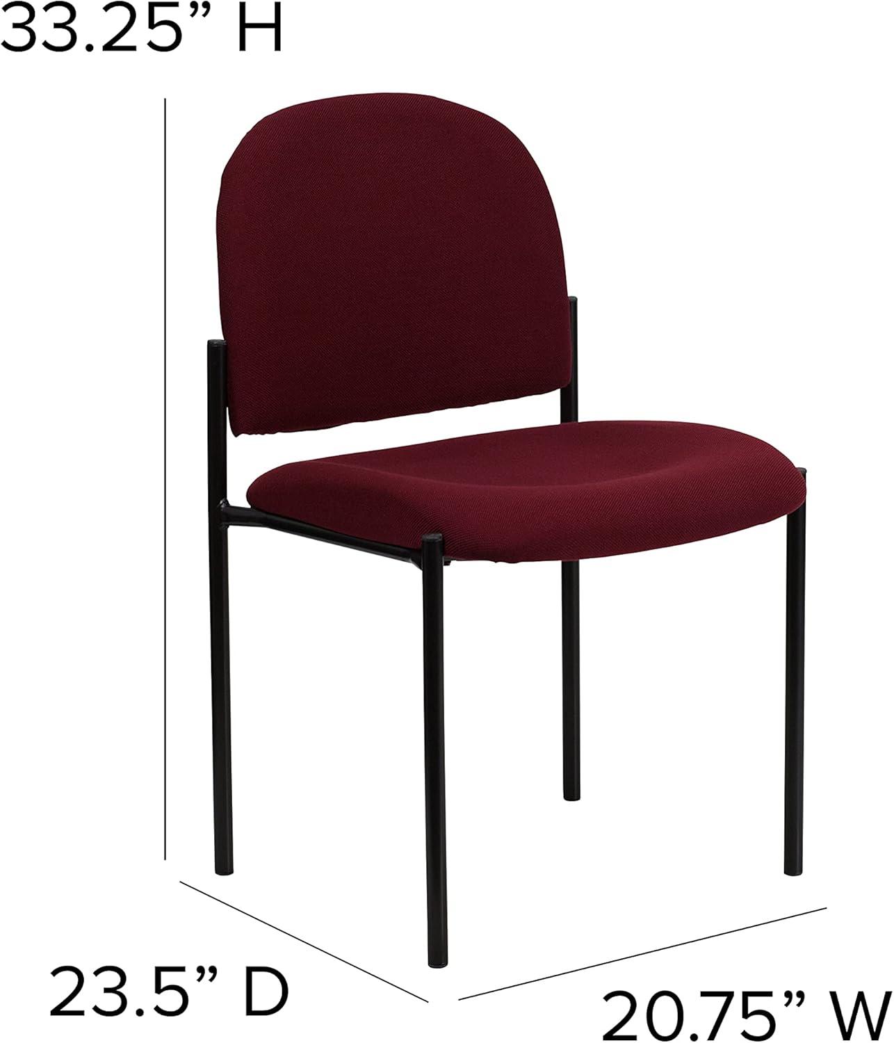 Burgundy Fabric and Vinyl Stackable Metal Side Chair