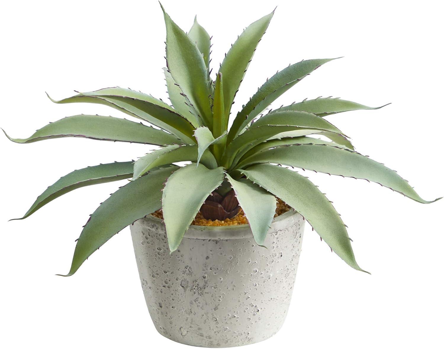 9-Inch Faux Aloe Succulent in Weathered Pot