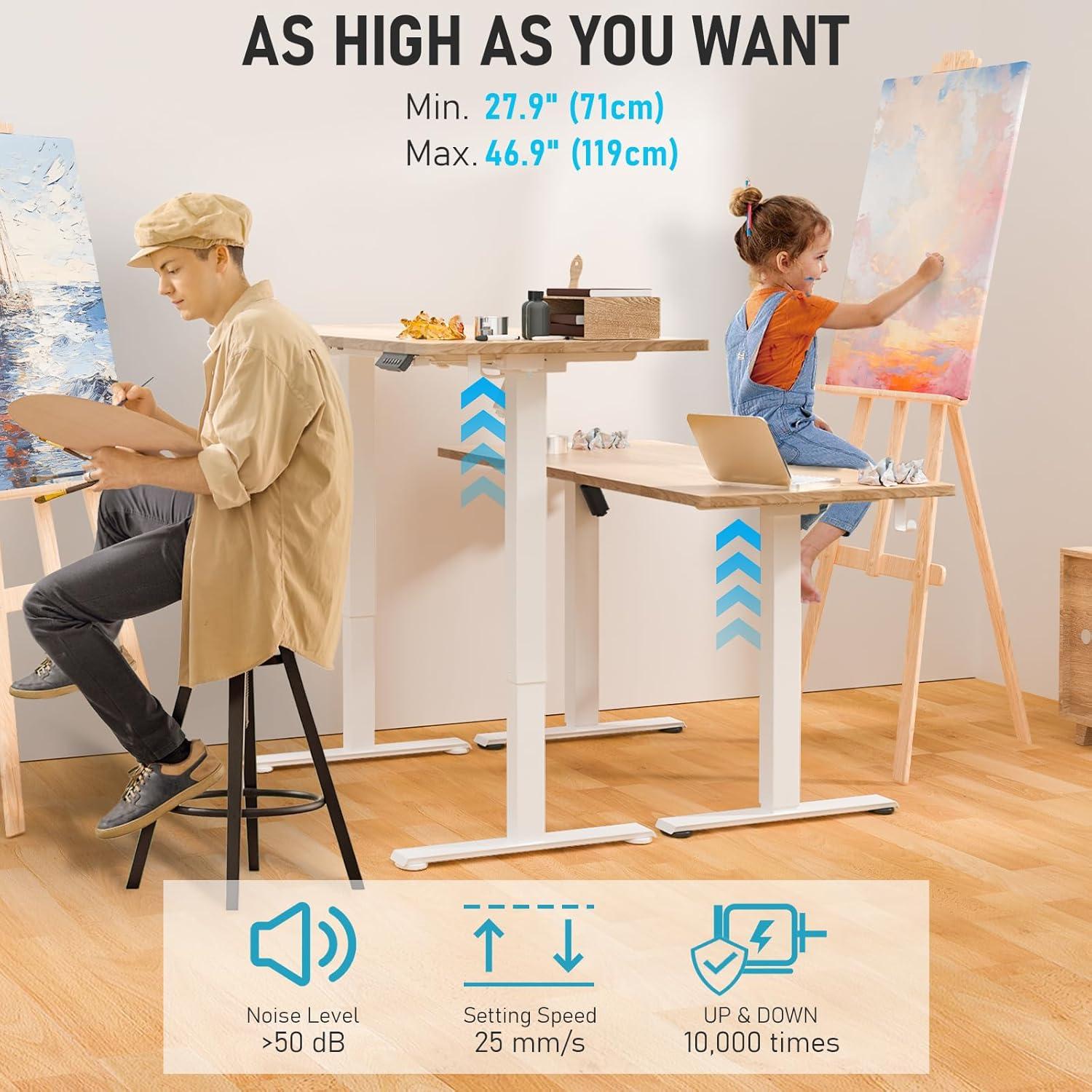 Vivo VIVO 55" x 24" Electric Sit Stand Desk, Height Adjustable Workstation (E155TB series)