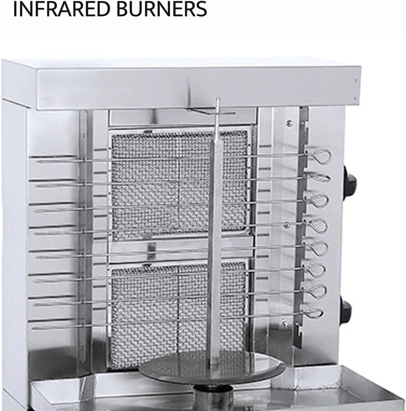 Homira Vertical Shawarma Machine - 2 Burner Rotisserie Grill, Doner Kebab and Tacos Al Pastor Machine with 10 Kebab Skewers