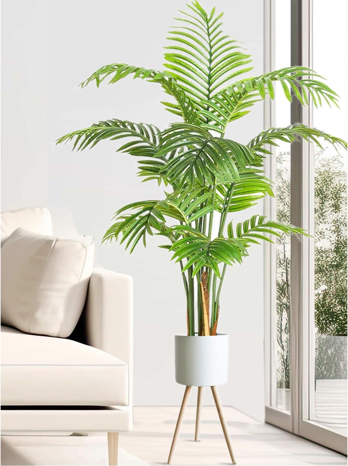 5FT Green Artificial Palm Tree with White Planter