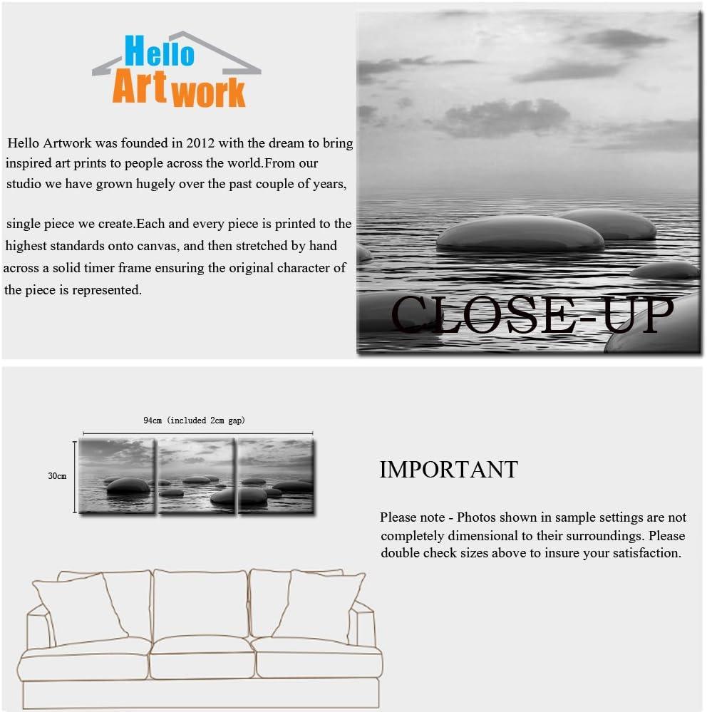 3 Panels Black And White Sea Rock Stone Zen Wall Art Seascape Painting Pictures Print for Home Office Bedroom Bathroom Decor Ready to Hang 12x12inchx3pcs