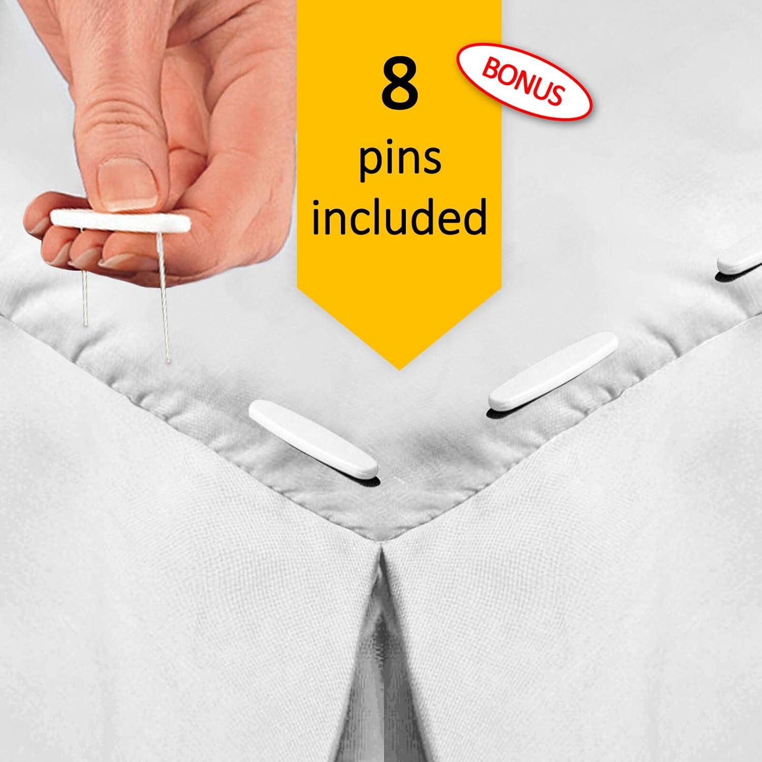 Clara Clark Pleated Bed Skirt - 14 inch Tailored Drop Luxury Double Brushed Microfiber Dust Ruffle - Includes 8 Pins, King Size, Aqua Blue
