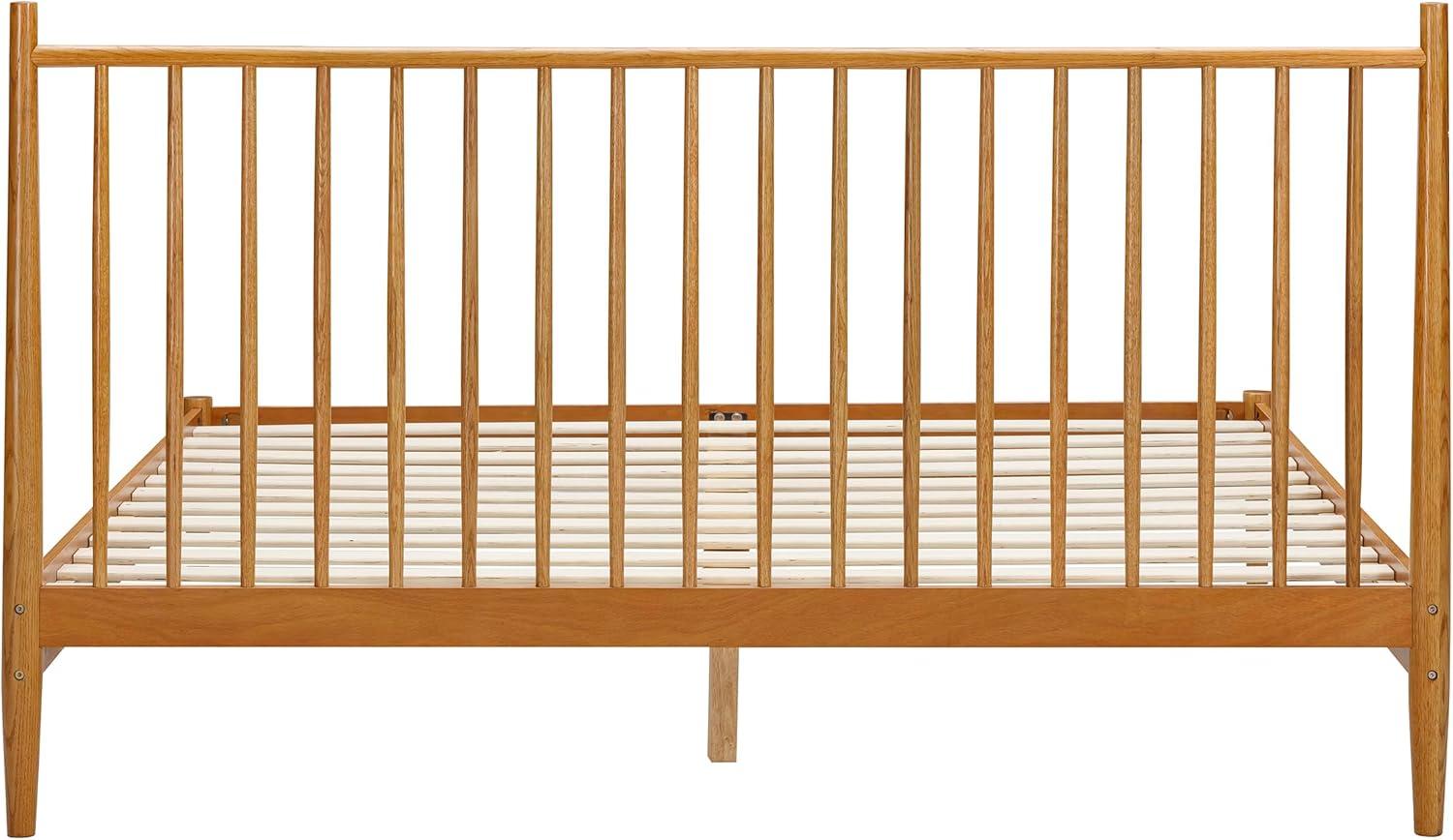 NTC Inno Solid Wood Bed Frame with Spindle Headboard and Silent Slats, 1000 lb Capacity