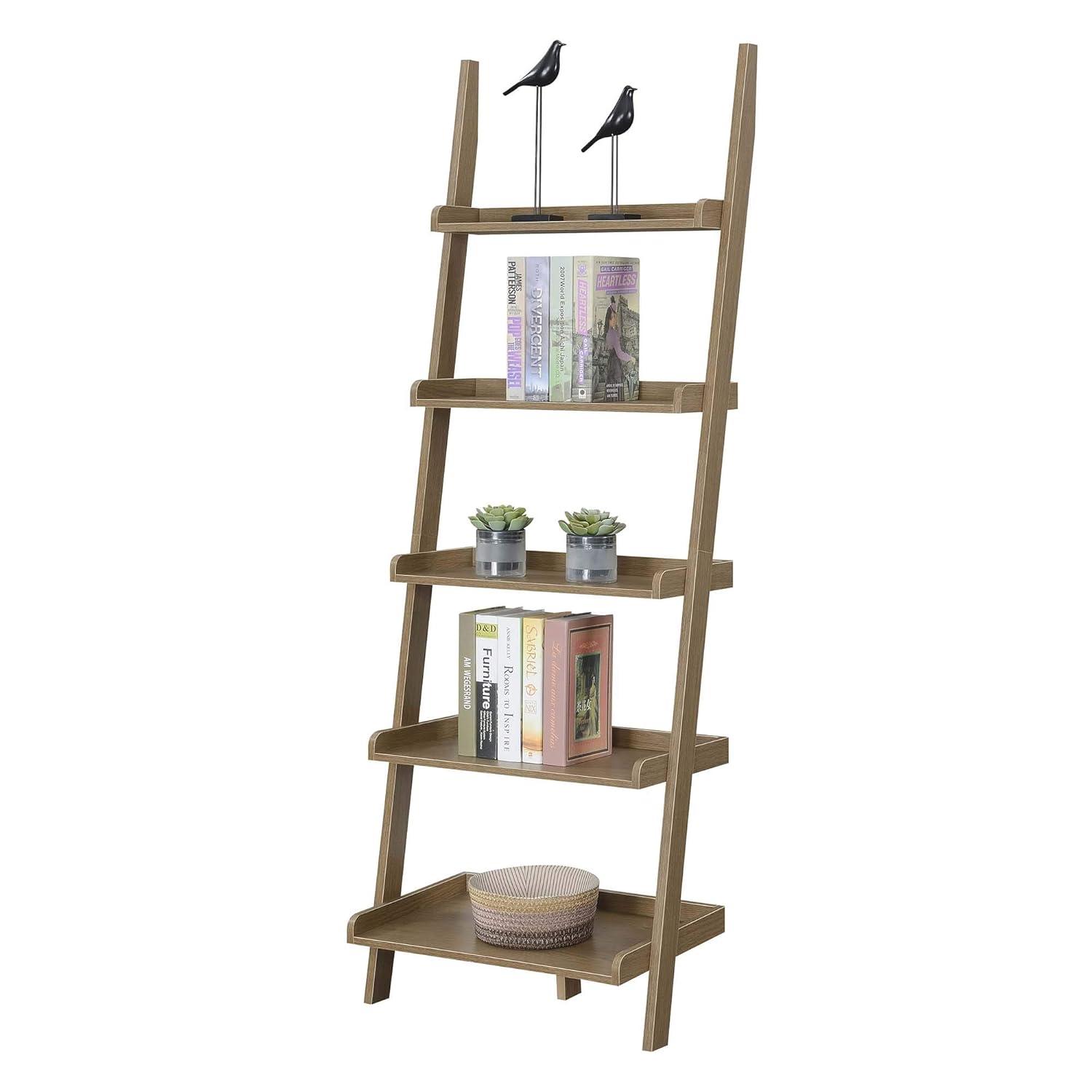 Convenience Concepts American Heritage 5-Shelf Ladder Bookcase, Driftwood