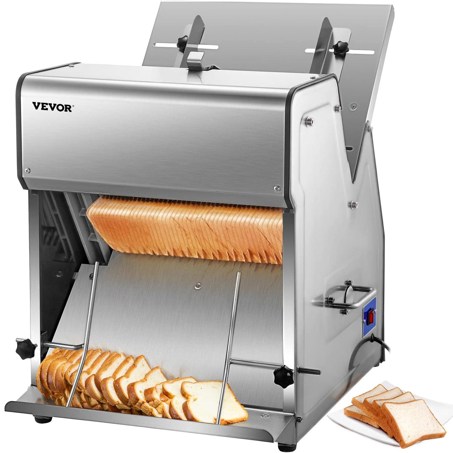 VEVOR Commercial Toast Bread Slicer 12mm Thickness, Electric Bread Cutting Machine 31 Pcs, Commercial Bakery Bread Slicer,110V Toast Cutter Cutting Machine, Bread Cutter for Bread Sheet Cutter Cutting