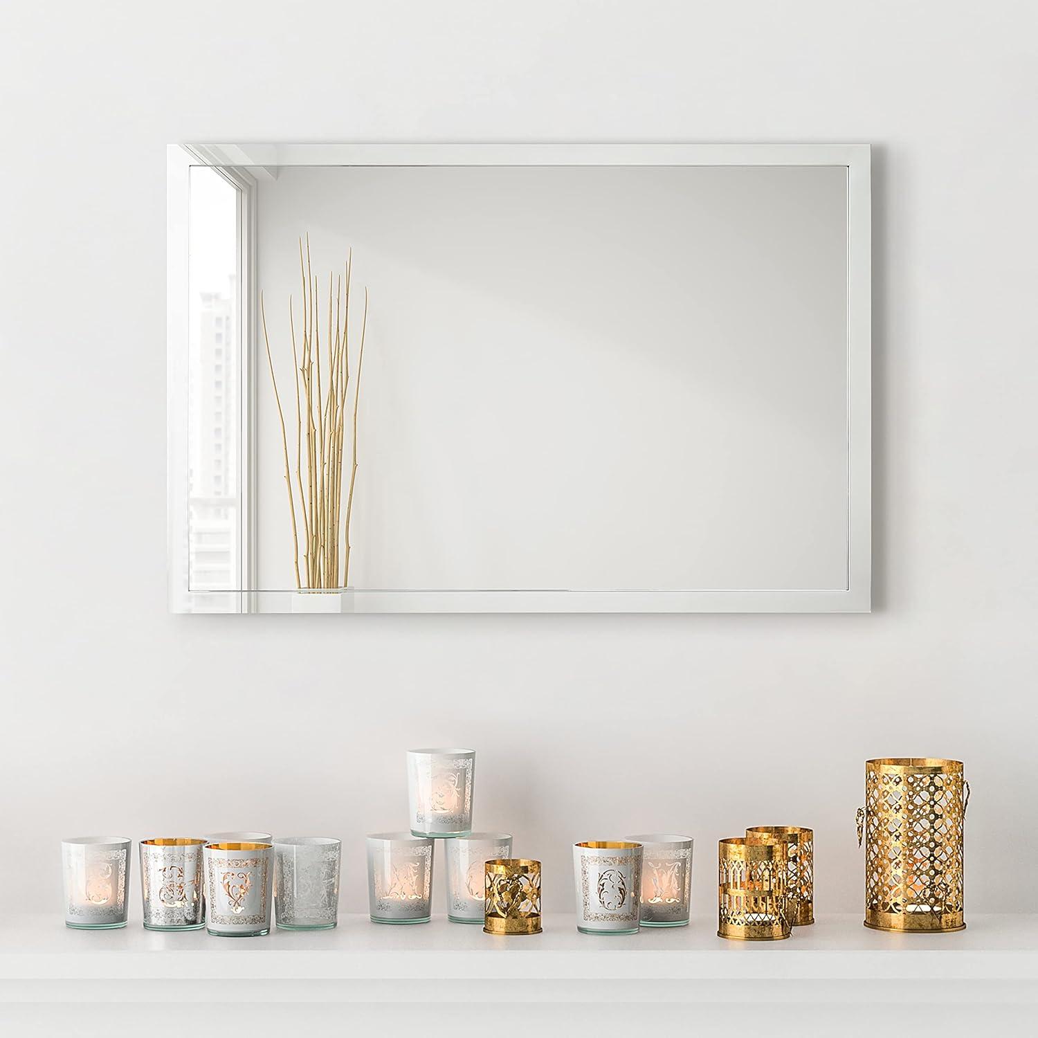 Empire Art Direct Contempo Polished SIlver Stainless Steel Frame Rectangle Wall Mirror, 20" x 30" x 1", Ready to Hang