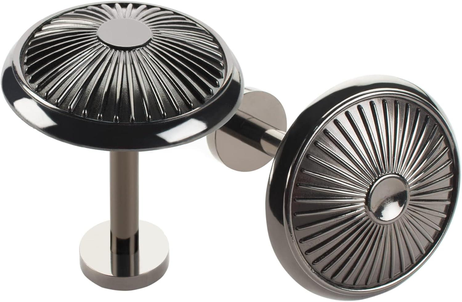 Deco Window 2 Pcs Curtain Holdback for Curtains Wall Mounted Metal Drapery Disc Leaf Hook for Sheer and Blackout Panels (Black Matt)