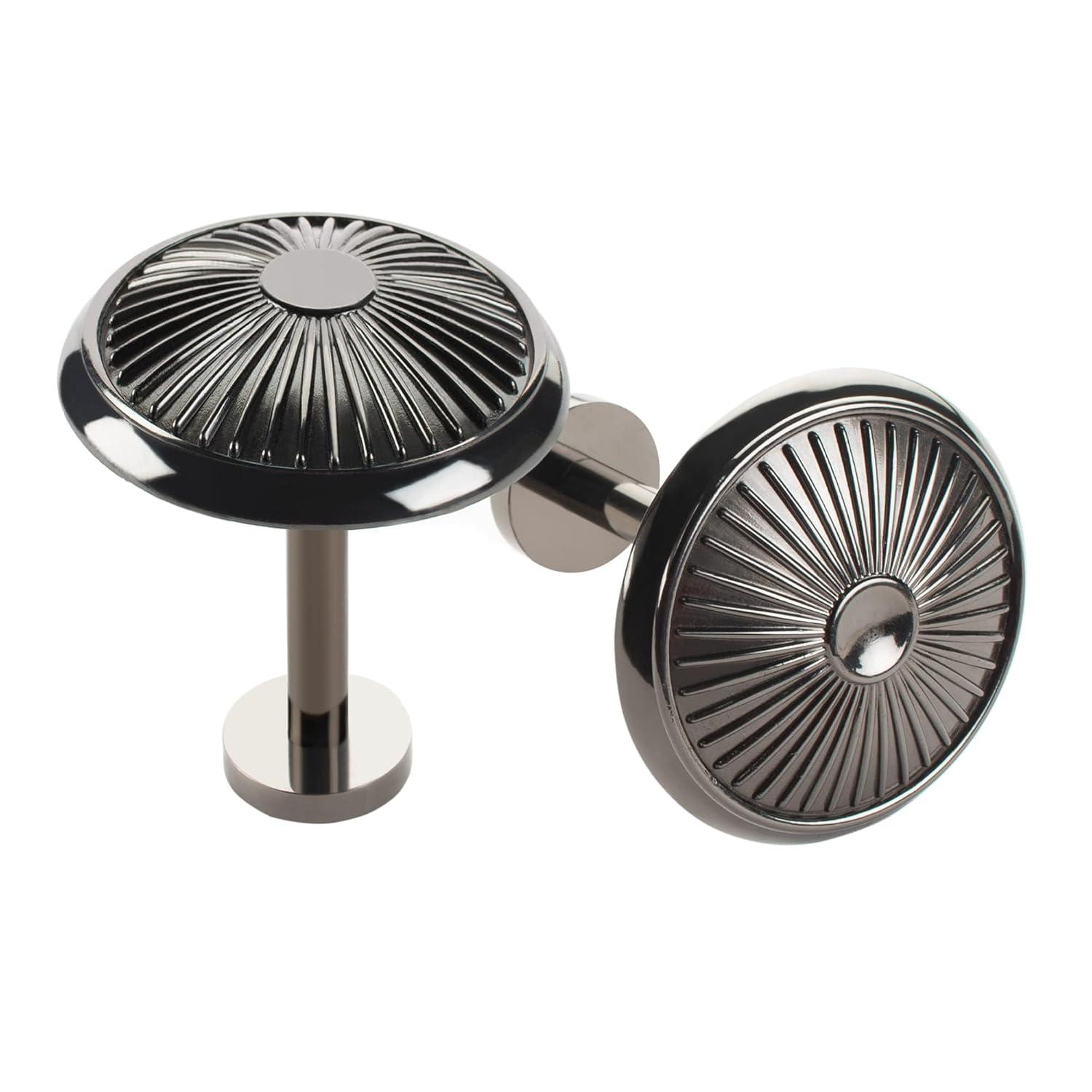 Deco Window 2 Pcs Curtain Holdback for Curtains Wall Mounted Metal Drapery Disc Leaf Hook for Sheer and Blackout Panels (Black Matt)