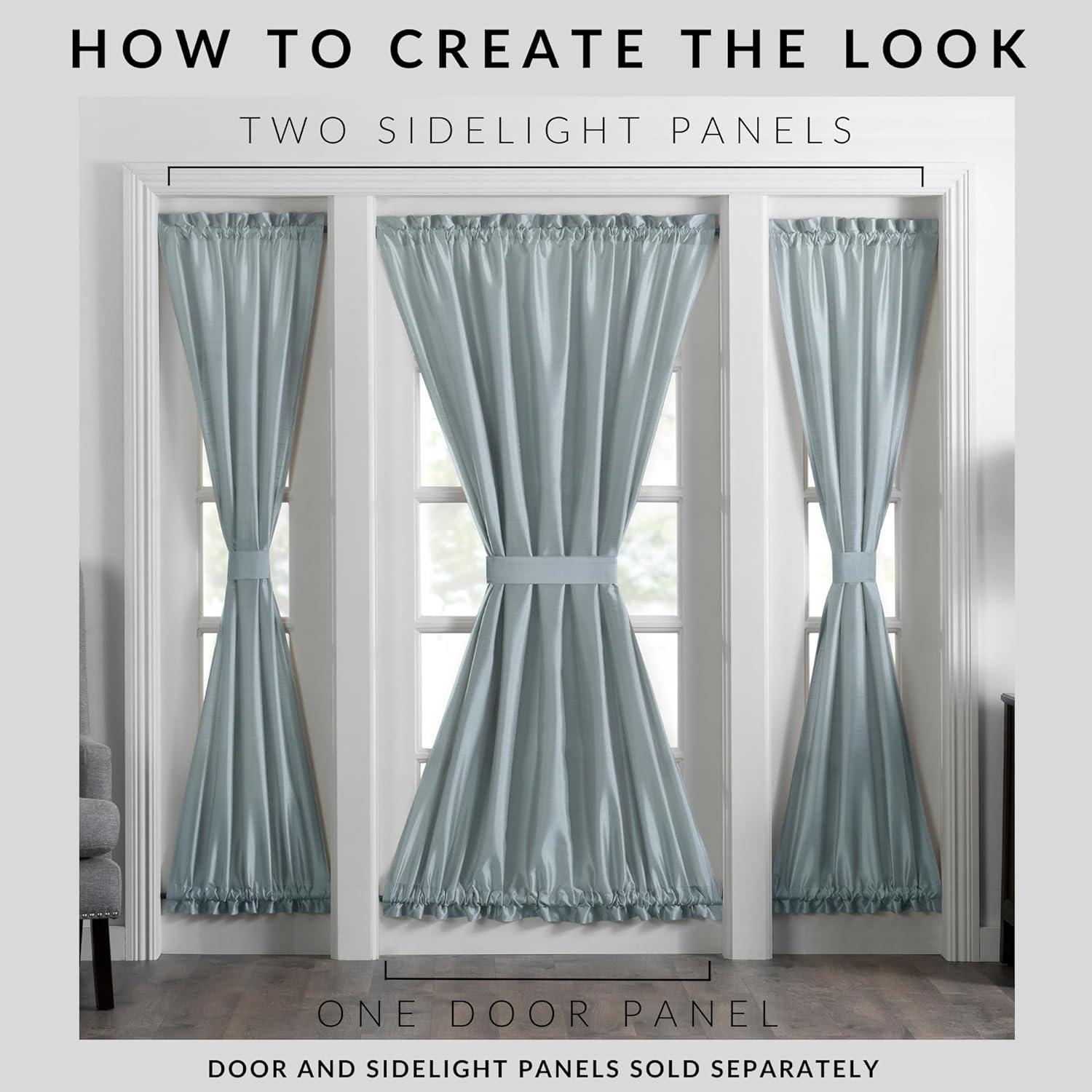 Colette Faux Silk French Door Single Window Panel - 54" x 72" - Mineral Blue - Elrene Home Fashions