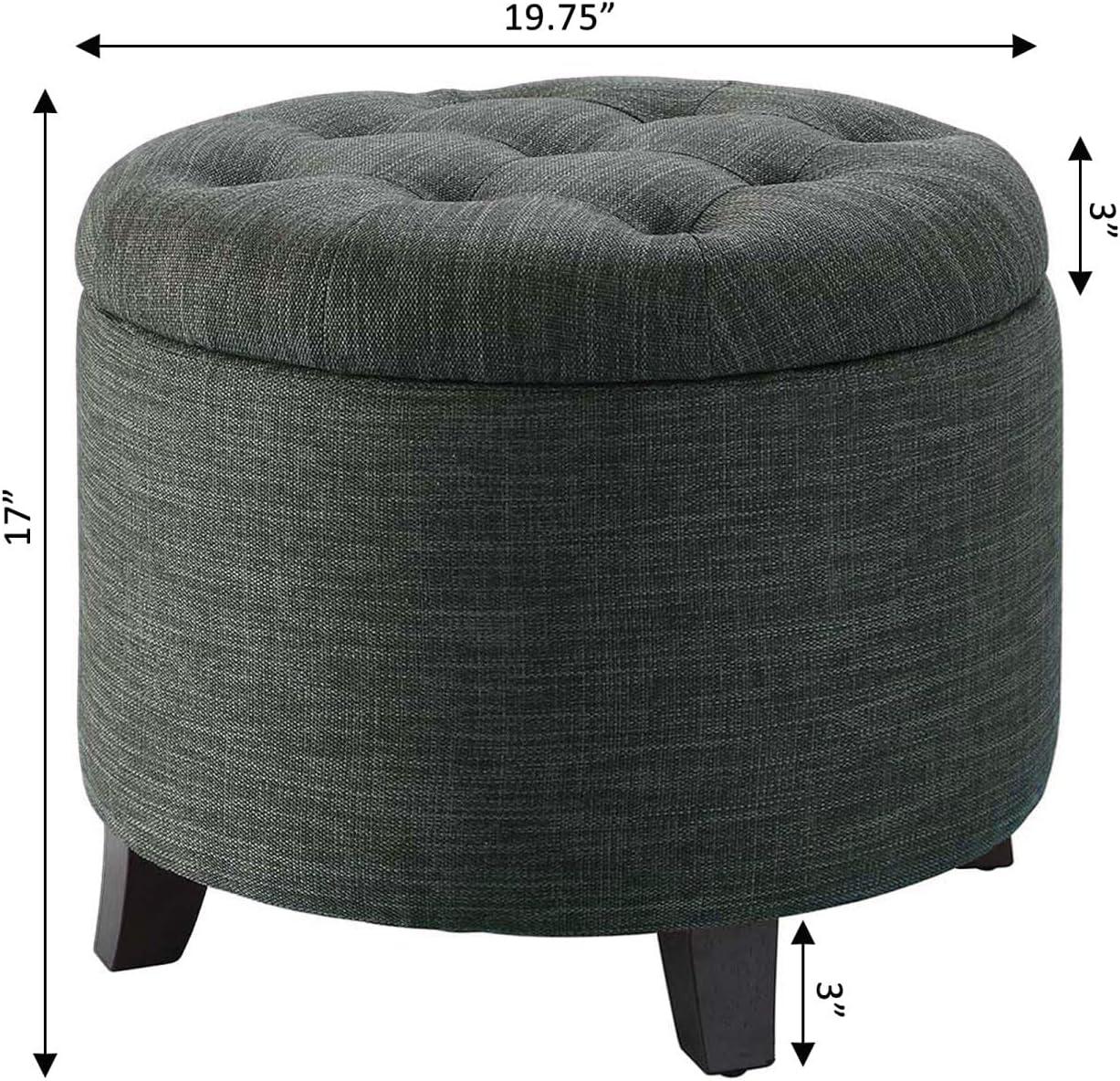 Convenience Concepts Designs4Comfort Round Ottoman in Gray Fabric