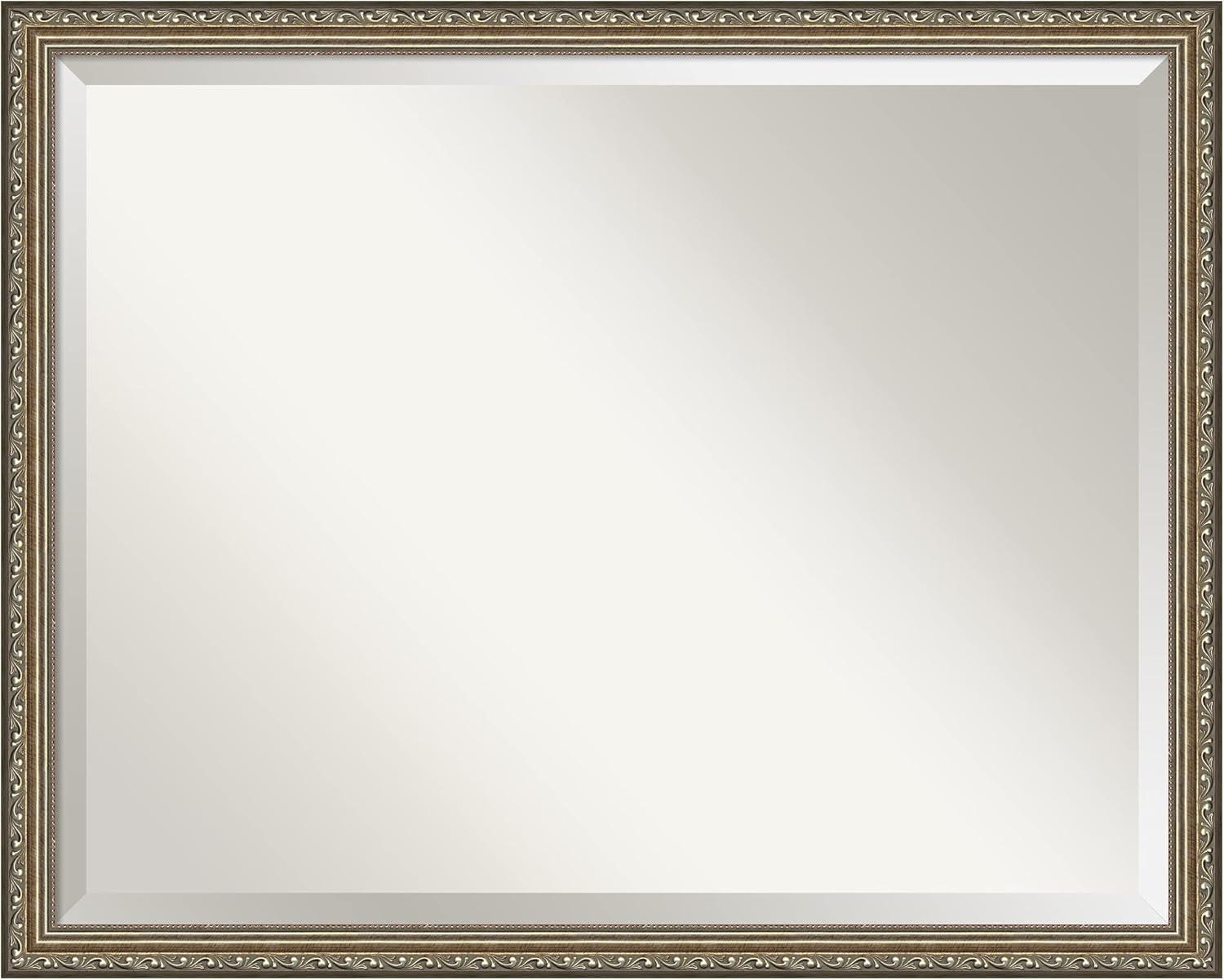 Parisian Silver Rectangular Wood Bathroom Mirror