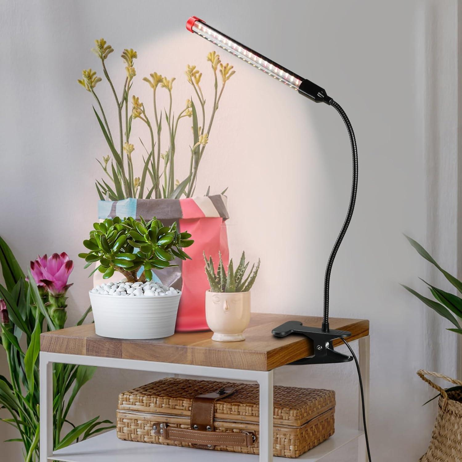 Adjustable LED Clip-On Grow Light with Timer for Indoor Plants