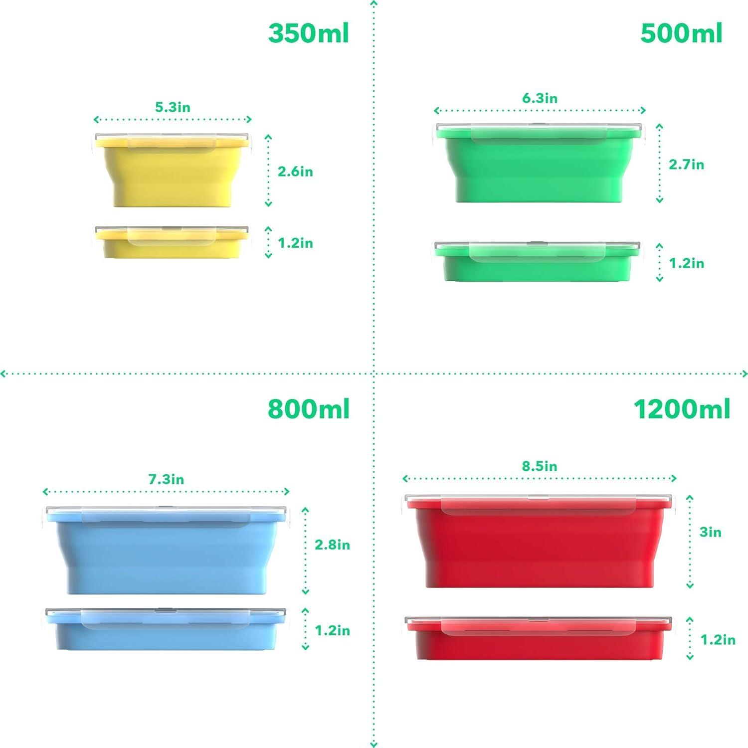 Vremi Multicolor Silicone Collapsible Airtight Food Storage Container (4 Count)