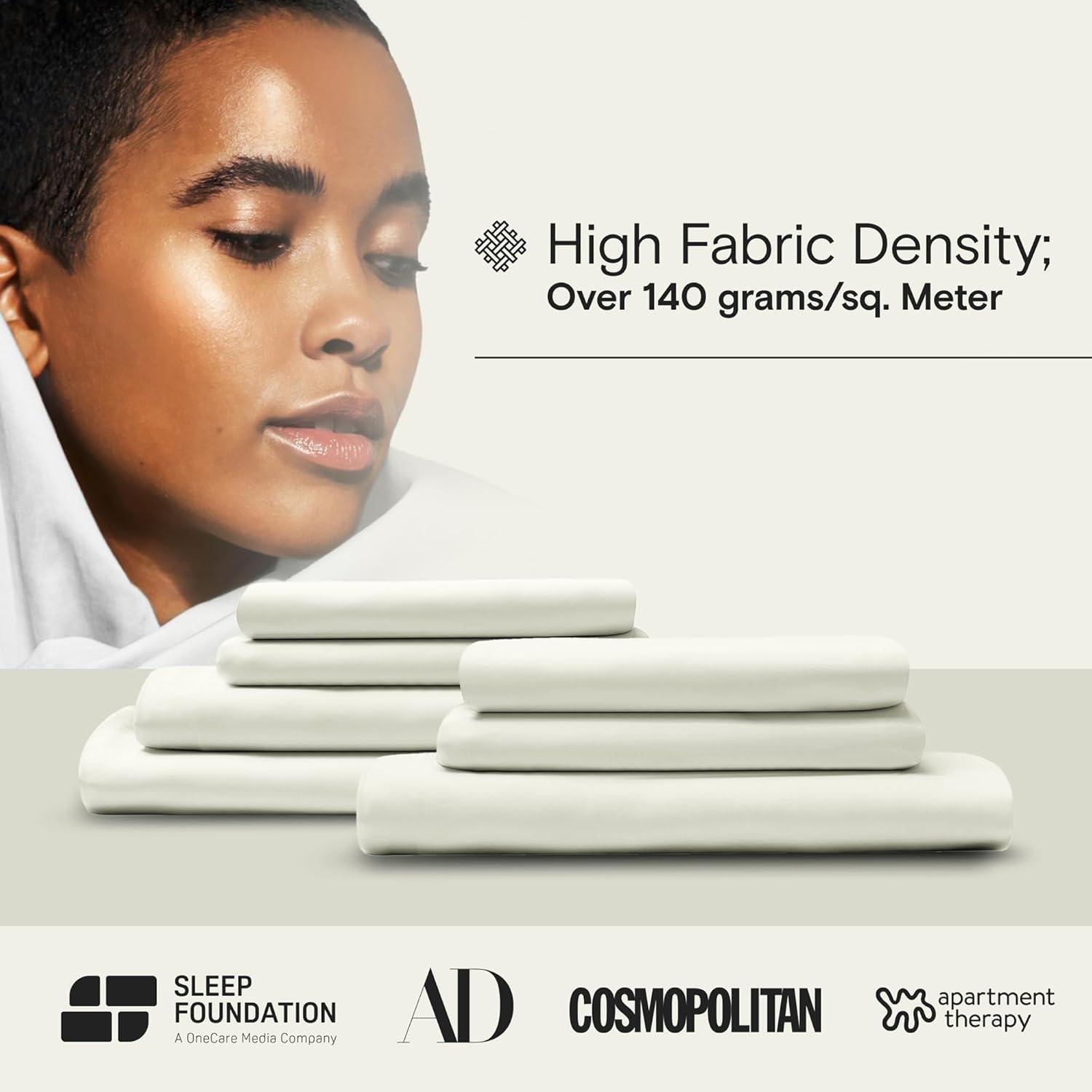 DOZ Bamboo Viscose Sheet Set, Organically Grown Bamboo, Buttery Soft, Cooling, High GSM, Deep Pockets Ivory Queen